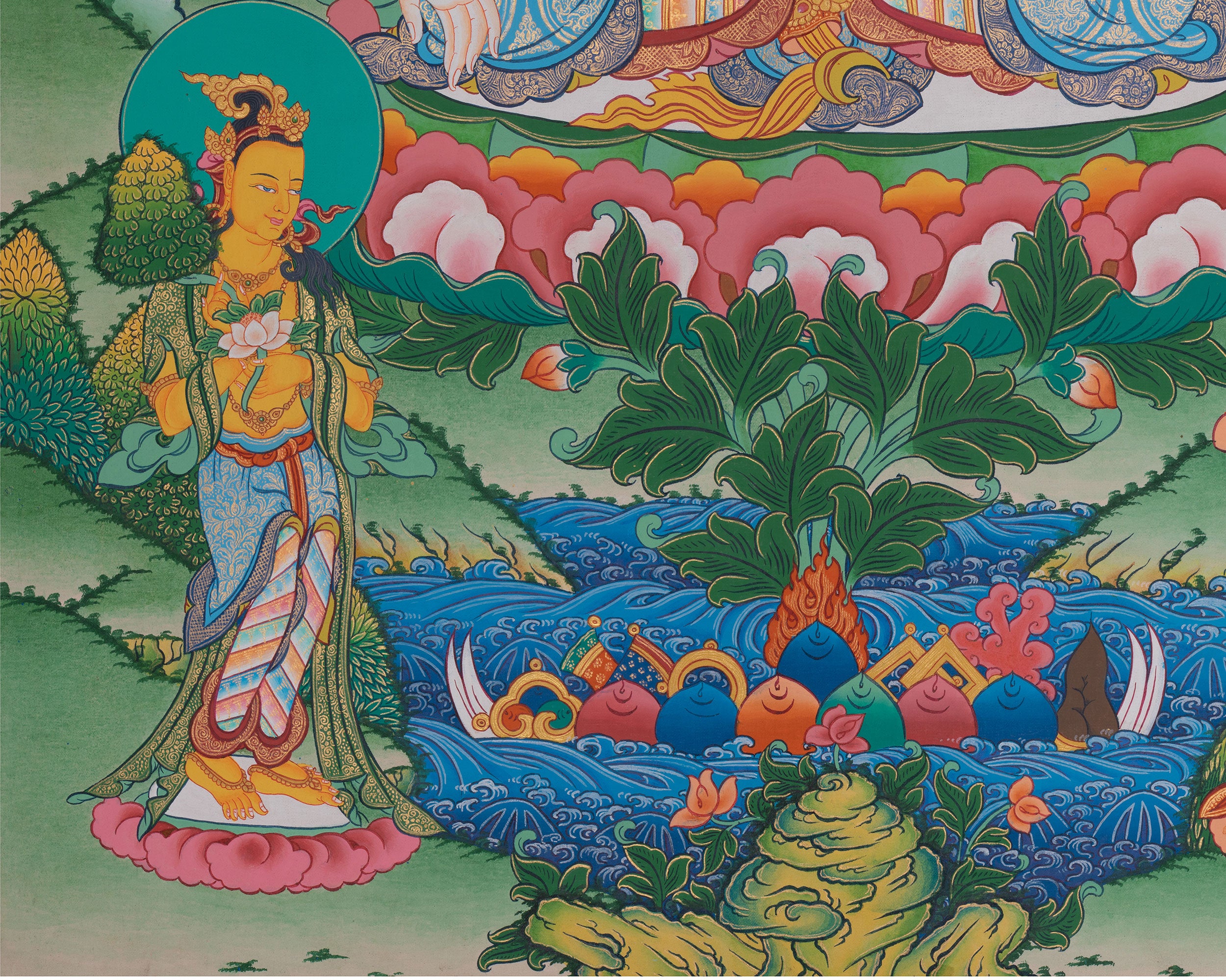 Female Bodhisattva White Tara Thangka | Symbol of Compassion and Long Life