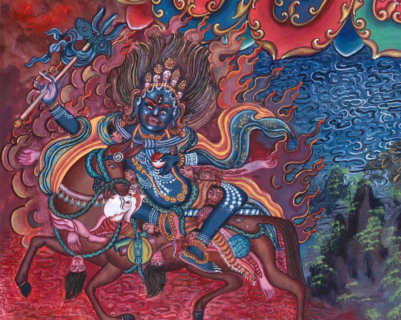 Mahakala Thangka Print | The Buddhist Wrathful Deity | Traditional Wall Decors