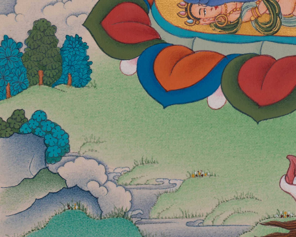12 Armed Chakrasambhara Buddhist Art | Sacred Thangka of Tantric Wisdom and Transformation