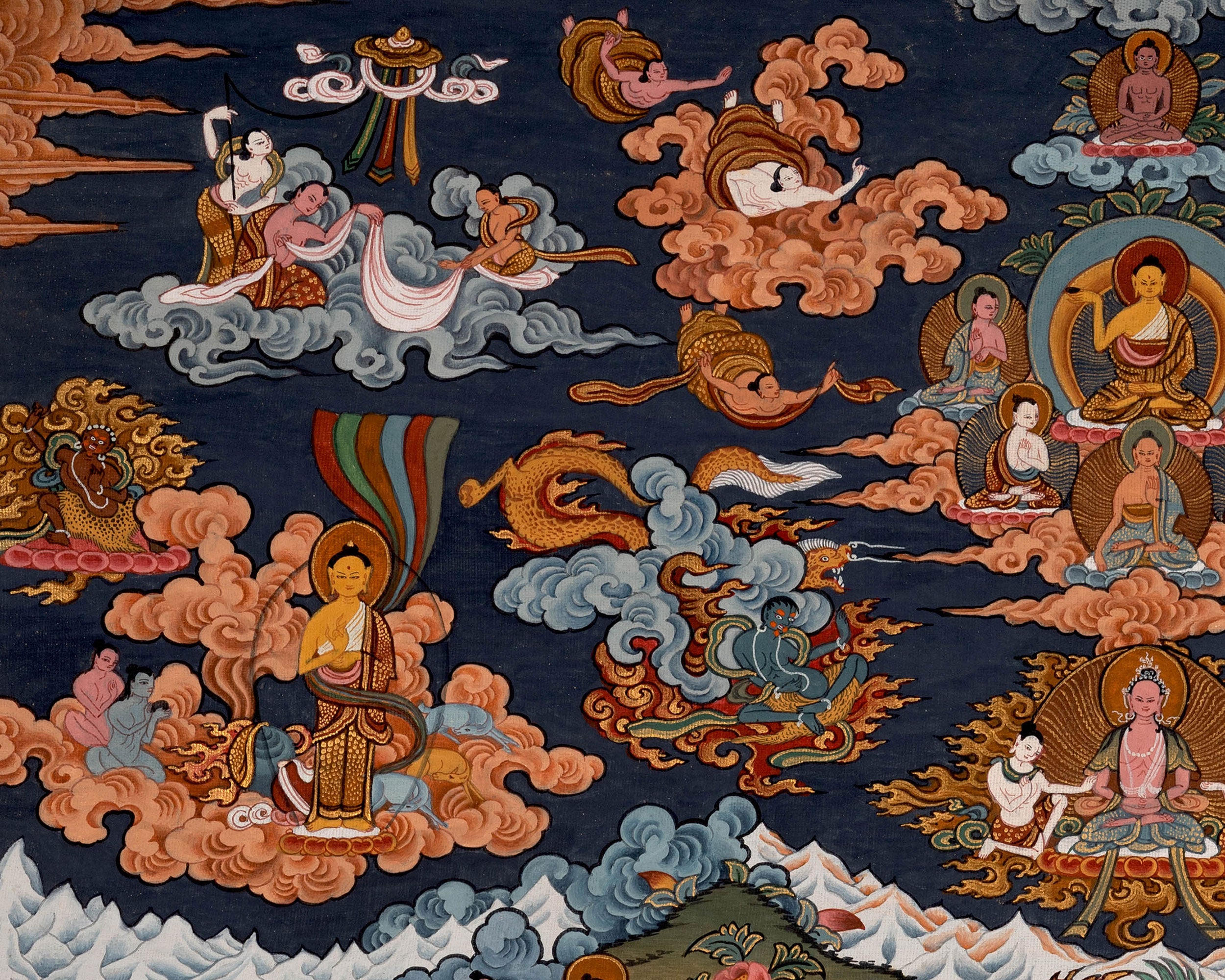 Vintage Life of Buddha Thangka | The Journey of Siddhartha to Nirvana