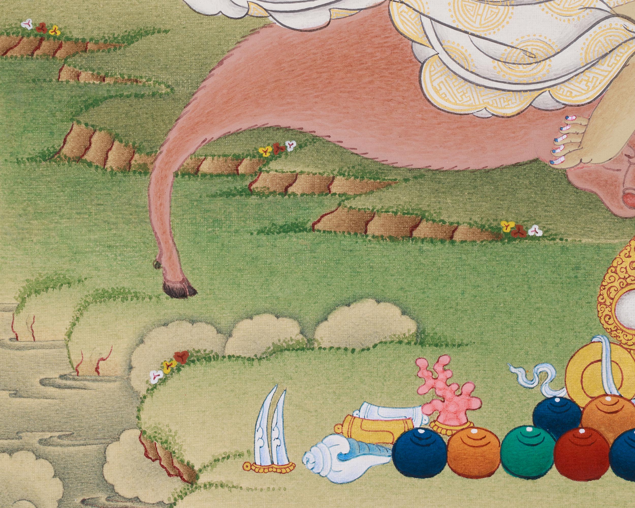 Milarepa with Vajradhara Thangka | Meditation Master and Buddha of Ultimate Wisdom