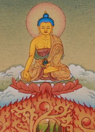 Black Dzambhala with Ratnasambhava Buddha Thangka | Manifestation of Prosperity and Protection