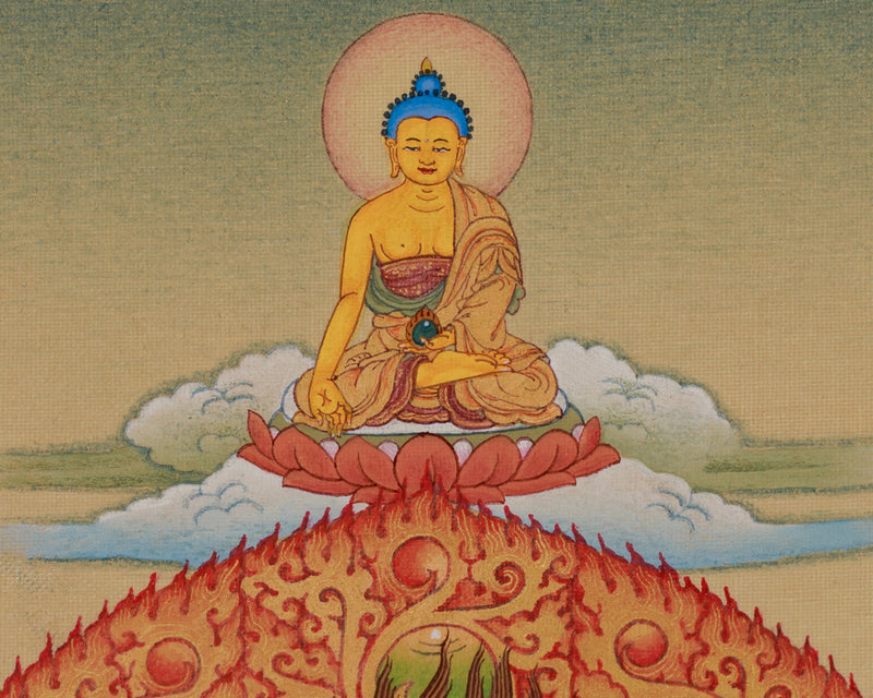 Black Dzambhala with Ratnasambhava Buddha Thangka | Manifestation of Prosperity and Protection