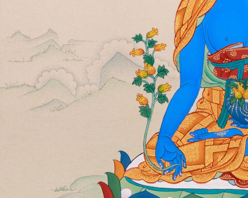 Medicine Buddha: Vibrant Painting of Healing Buddha