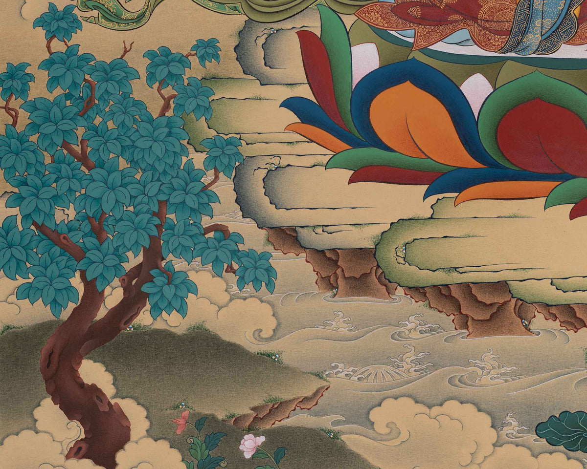 Tibetan Four-Armed Chenrezig Thangka | Chaturbhuja Avalokiteshvara