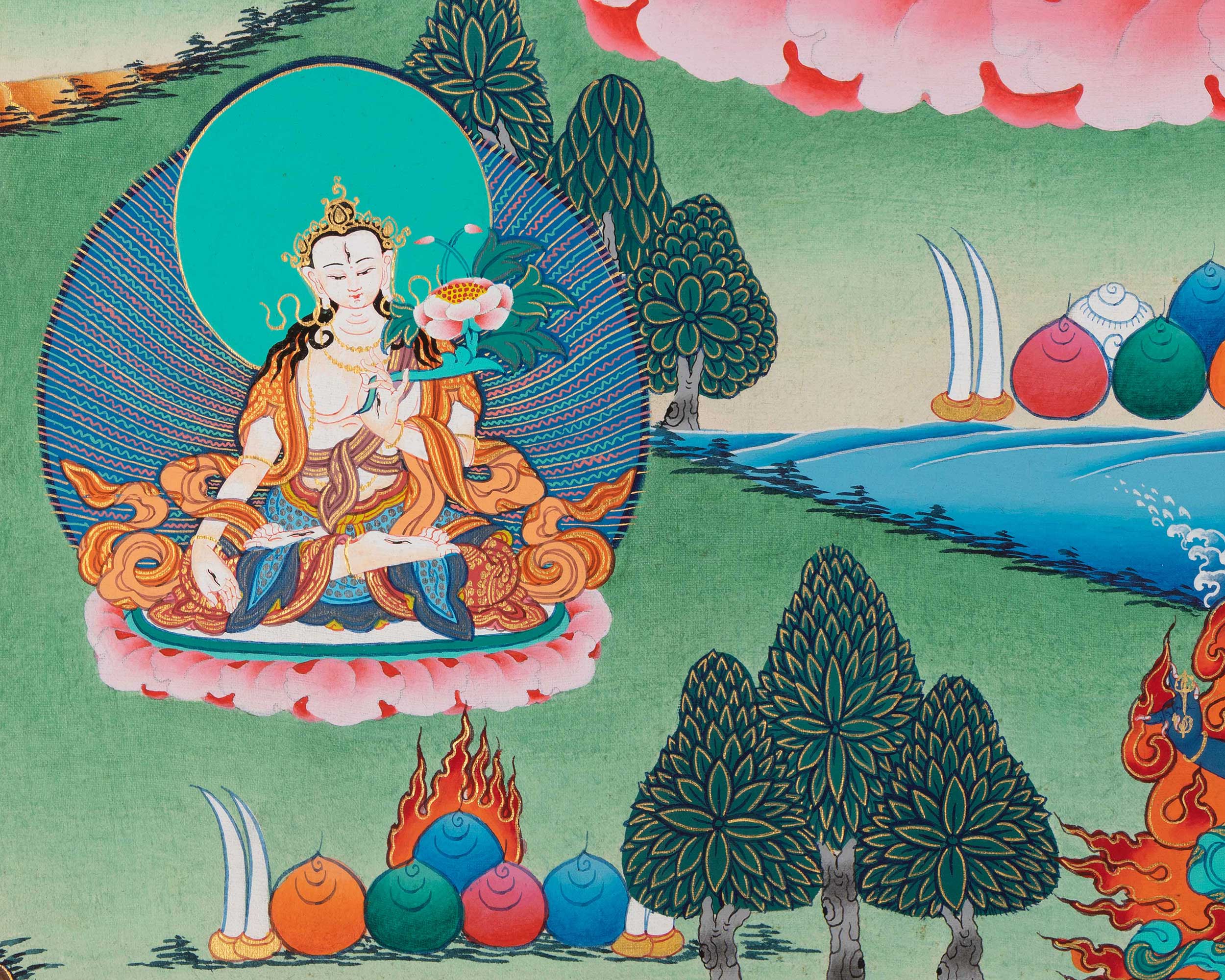 Divine Chenrezig Buddha Artwork | Sacred Thangka of Loving-Kindness and Protection