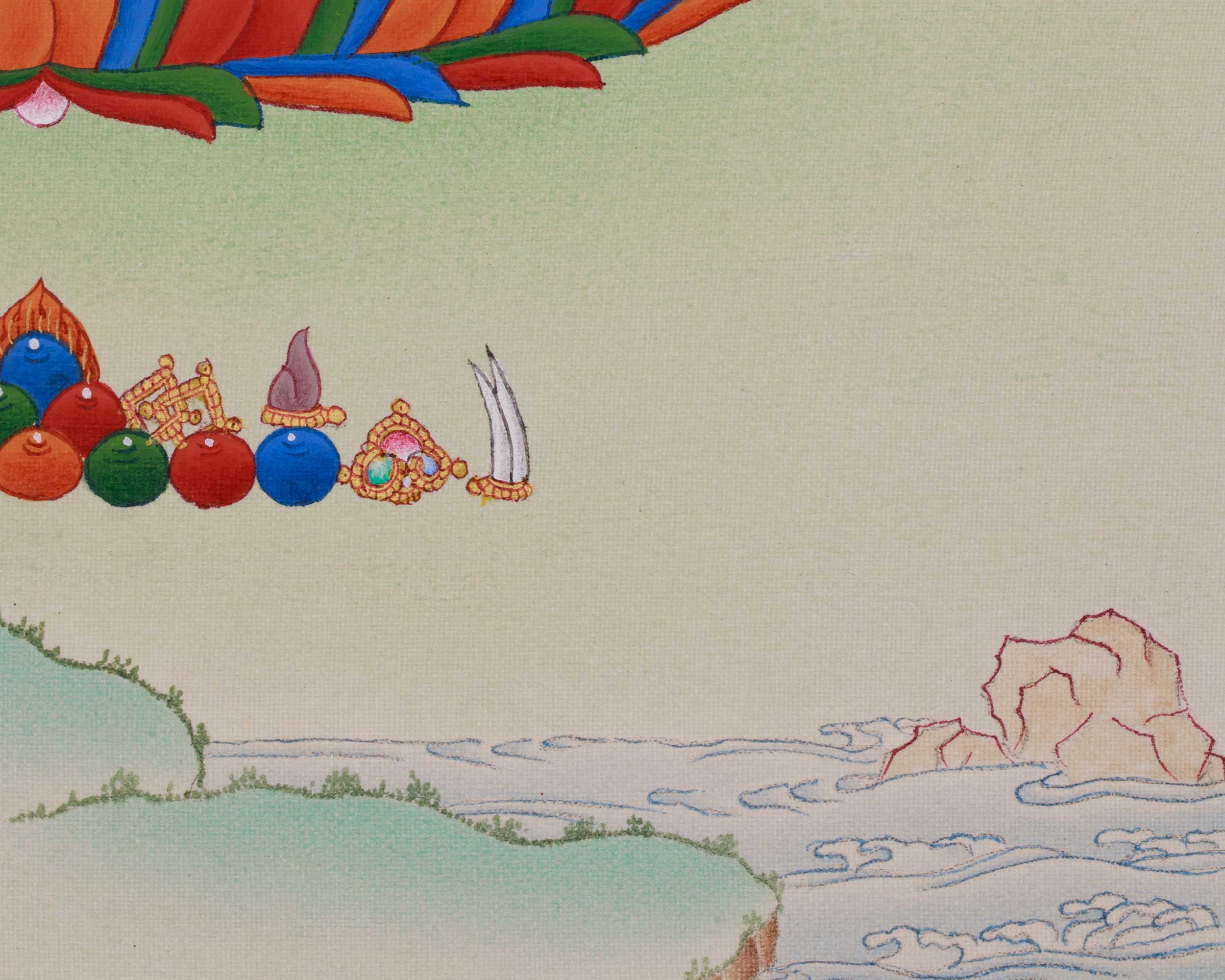 Peaceful White Tara Thangka | Seven-Eyed Goddess of Compassion and Longevity