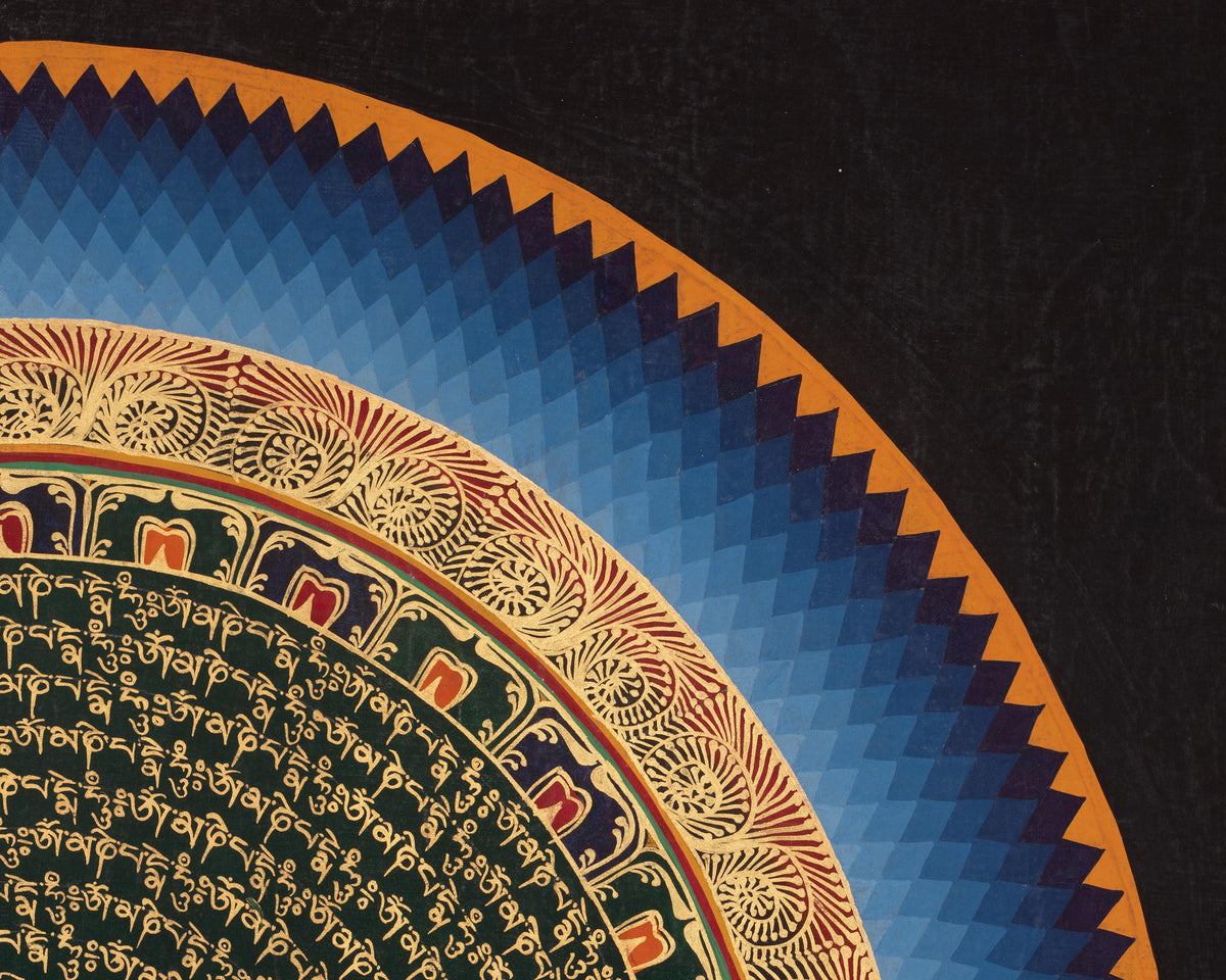 Mantra Mandala Spiritual Thangka | Sacred Mantras and Meditation Altar