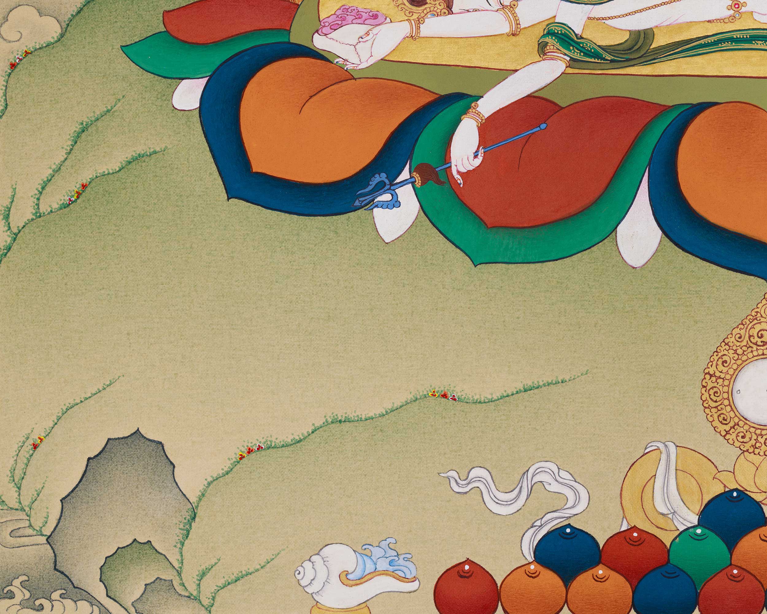 Traditional Thangka of Buta Damara With Mitrupa | Wrathful Bodhisattva Vajrapani