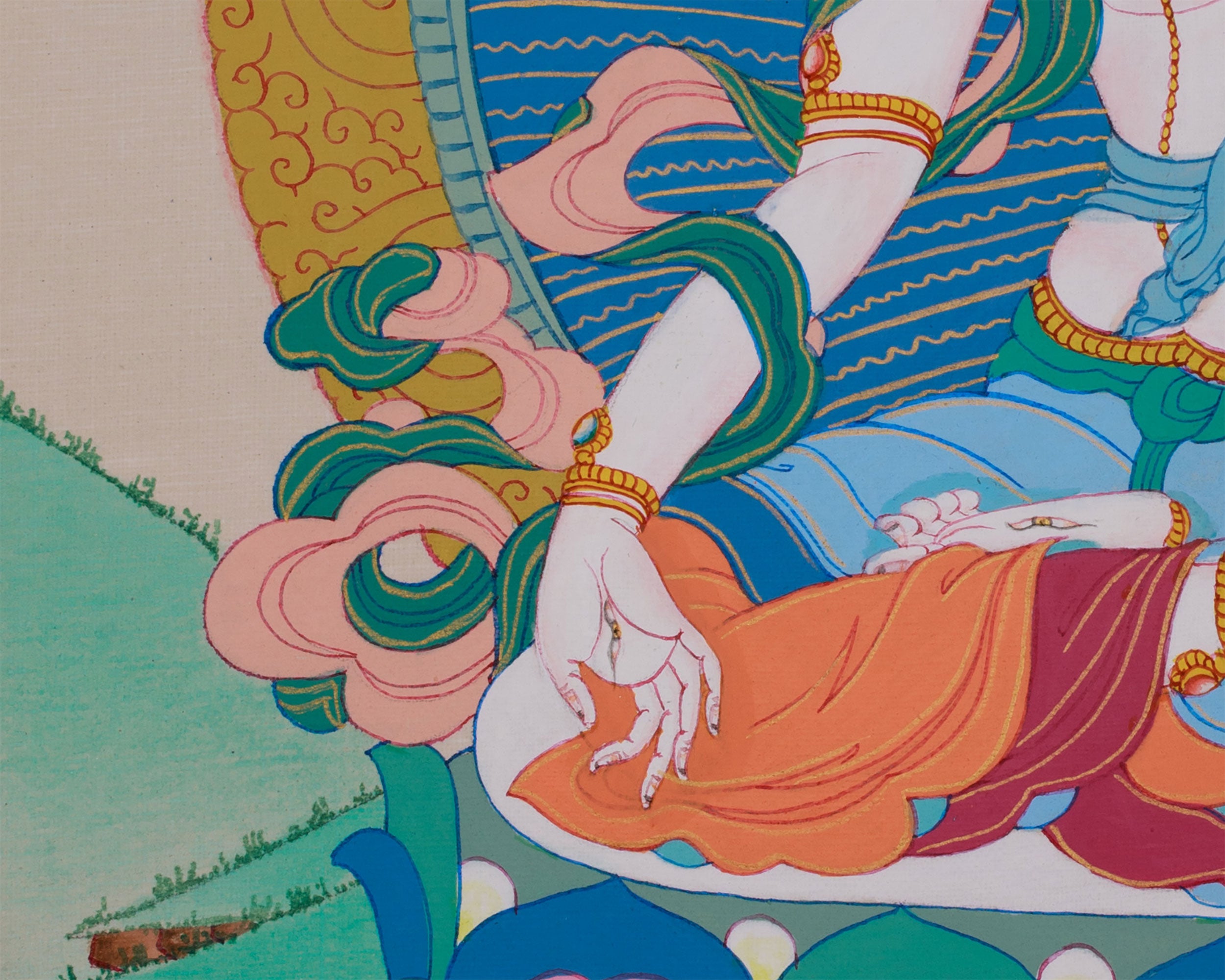Hand-Painted Healing White Tara Thangka | Female Tibetan Buddhist Art
