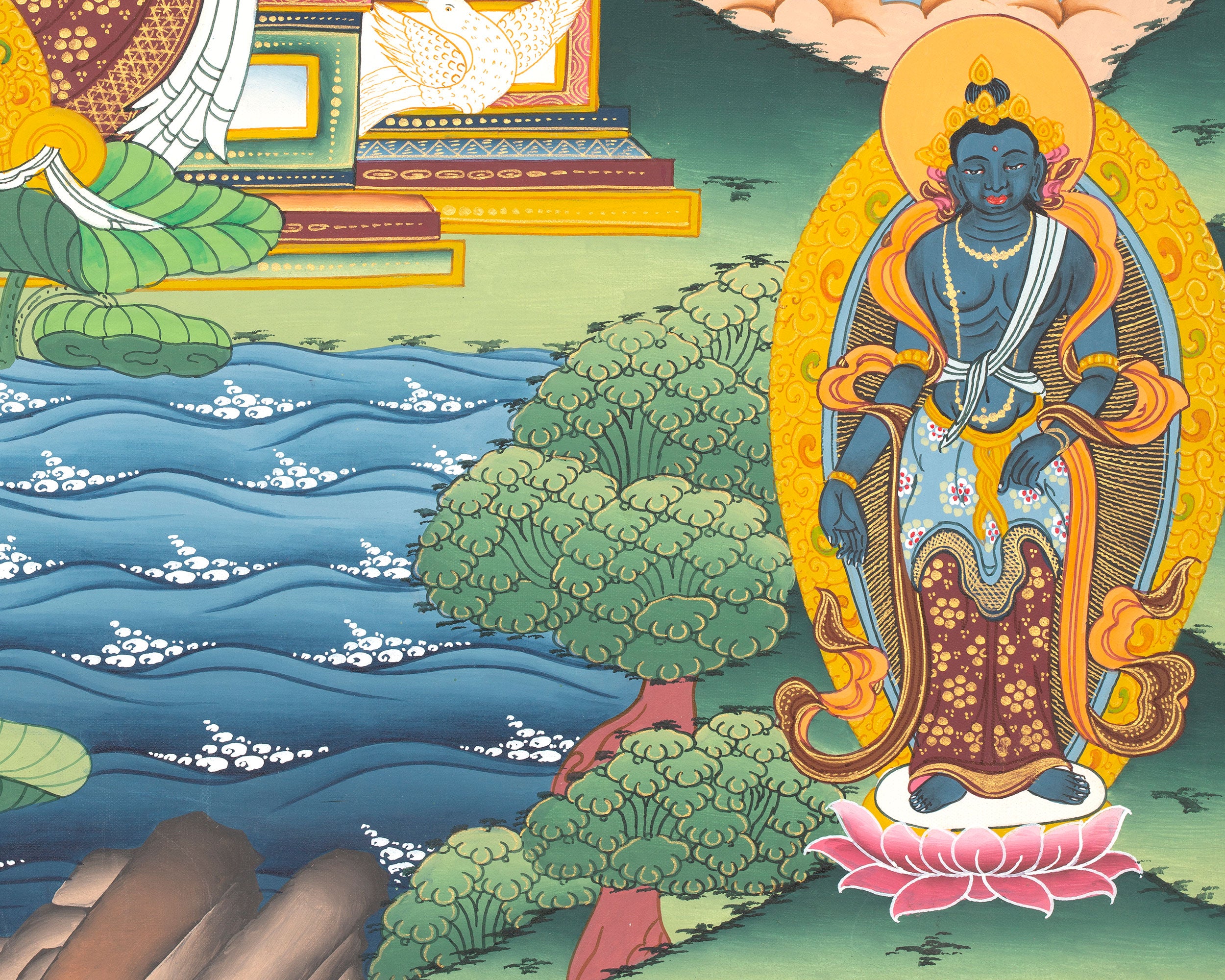 Amitabha Buddha And Green Tara Thangka | Pure Land Enlightenment & Compassionate Protection