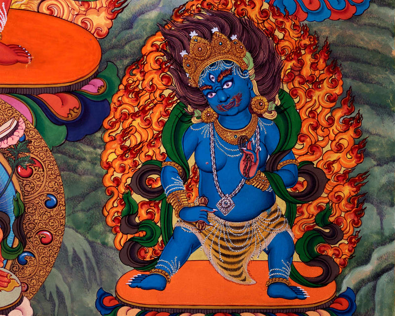 Goddess Vajrayogini Meditation Large Asian Canvas Art Print | Vajrayogini With Green Tara, White Tara, Manjushri