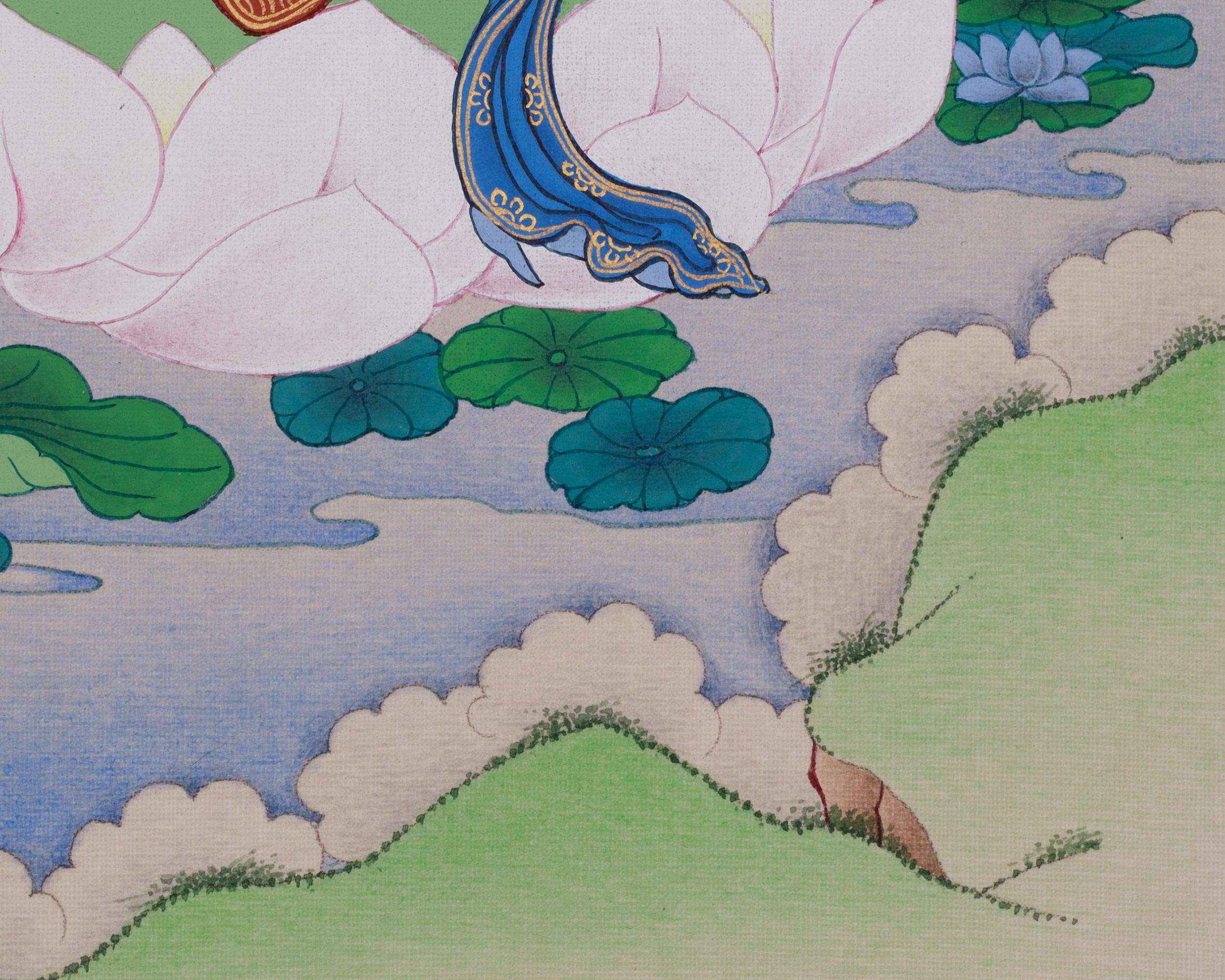 Handpainted Thangka of Manjushri | Embodiment of Wisdom