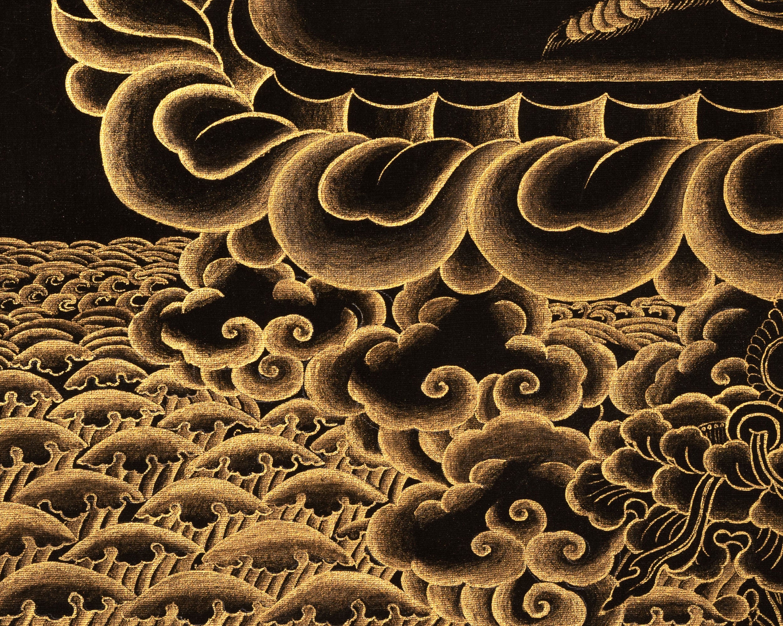 Black and Gold Fierce Vajrapani Thangka | Protector of the Dharma