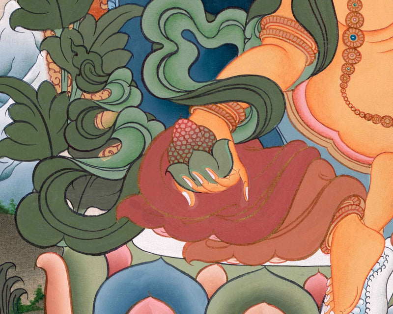 Hand Painted Dzambhala Thangka | Sacred Art for Wealth and Abundance | Spiritual Wall Decor