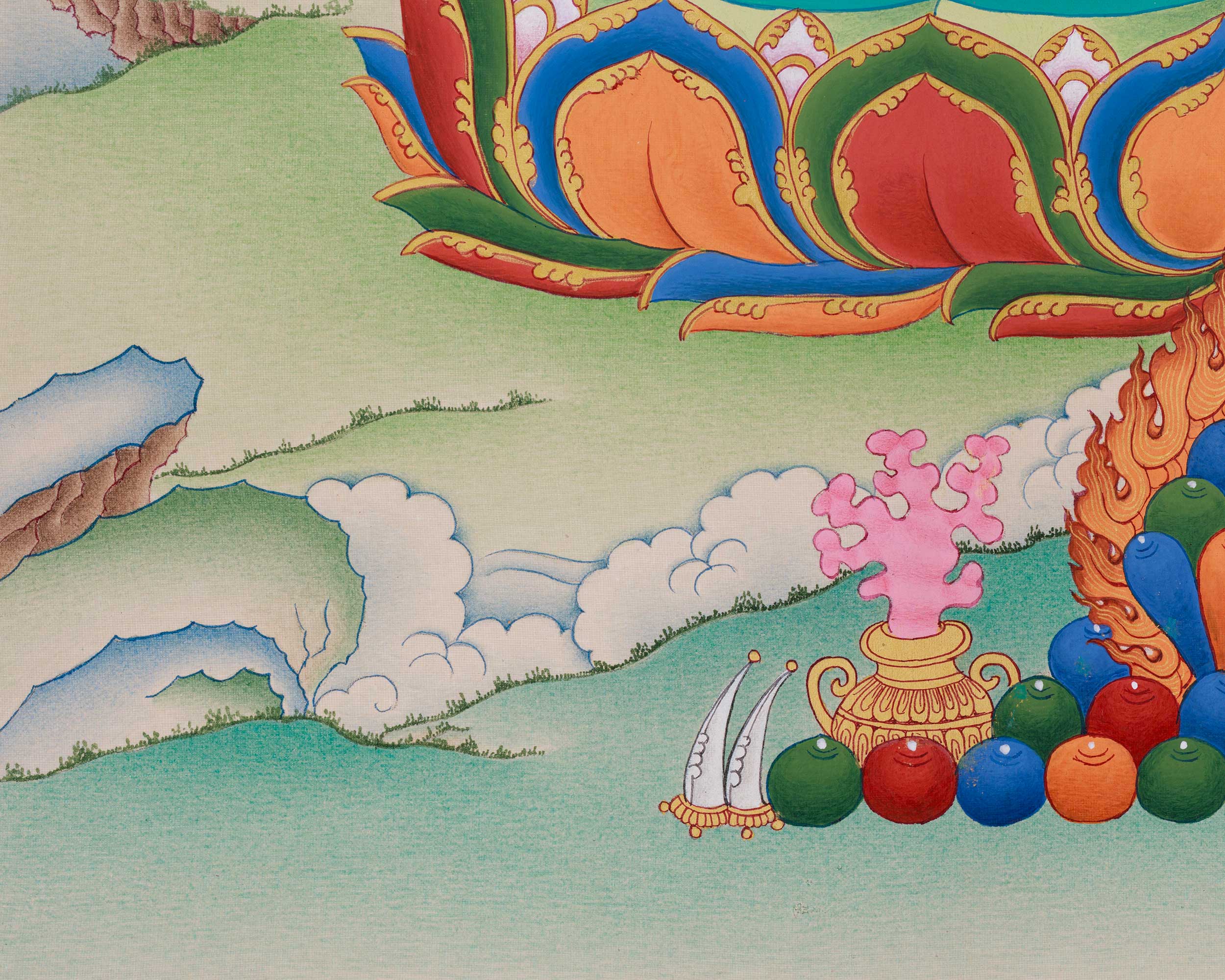 18 Inch Traditional Avalokiteshvara Thangka | Divine Artwork of the Bodhisattva of Mercy