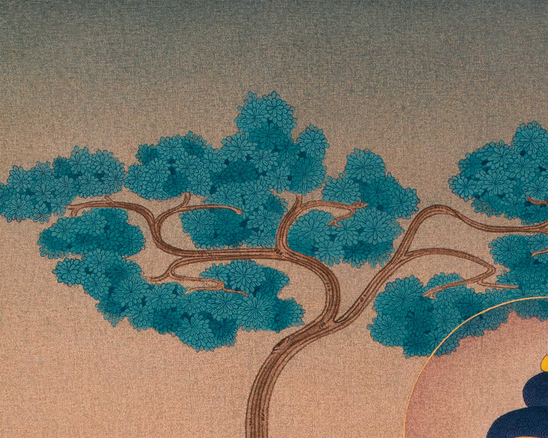 Buddha Shakyamuni under A Tree: Tibetan Thangka