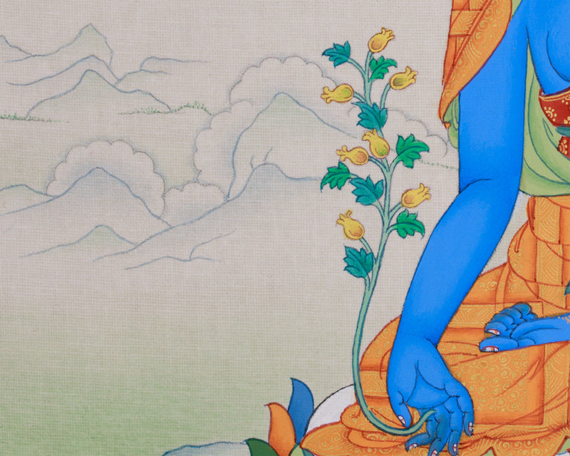 Tibetan Bhaisajyaguru Thangka | Symbol of Healing and Compassion