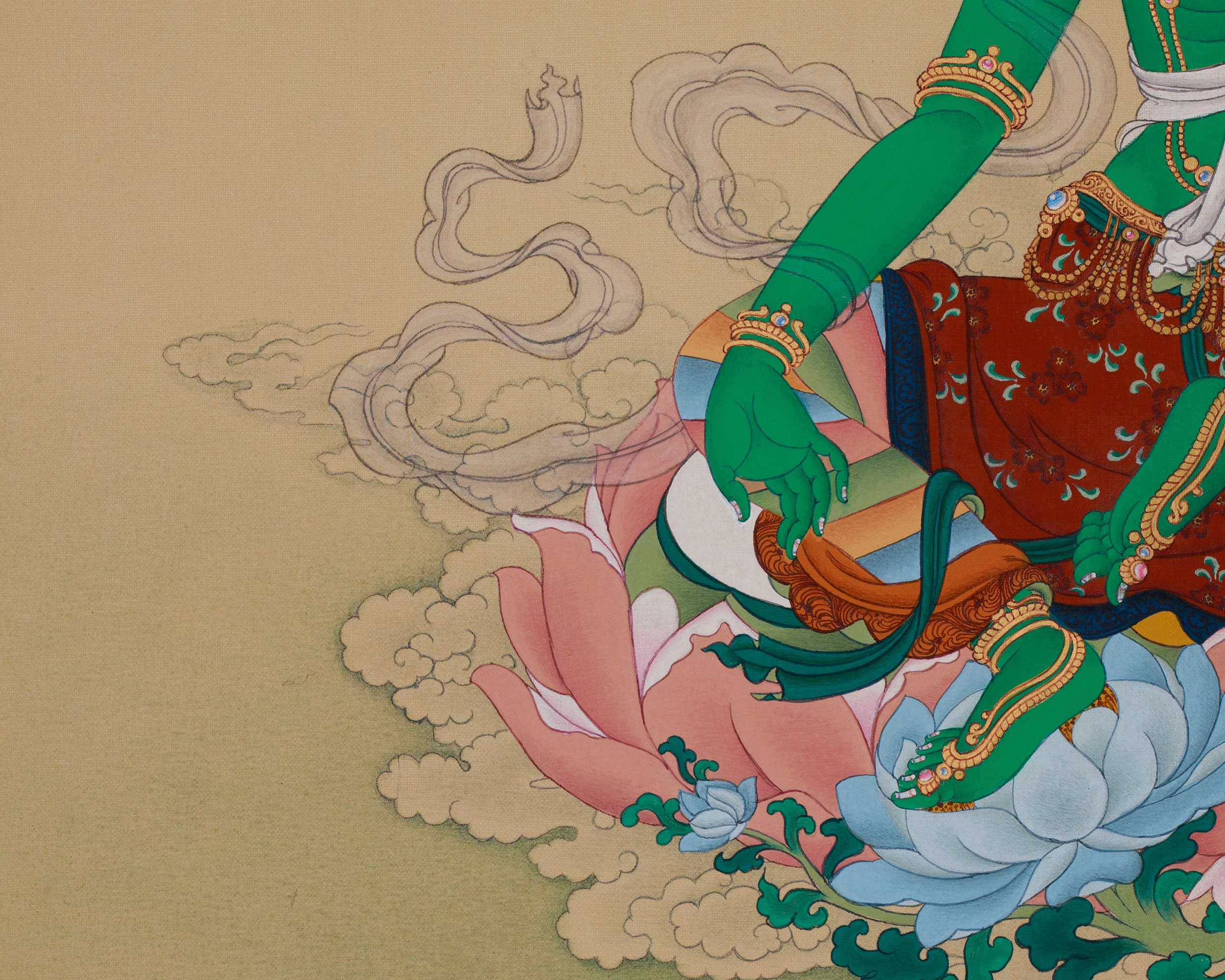 Savior Goddess Green Tara Thangka | The Divine Protector of Compassion and Healing