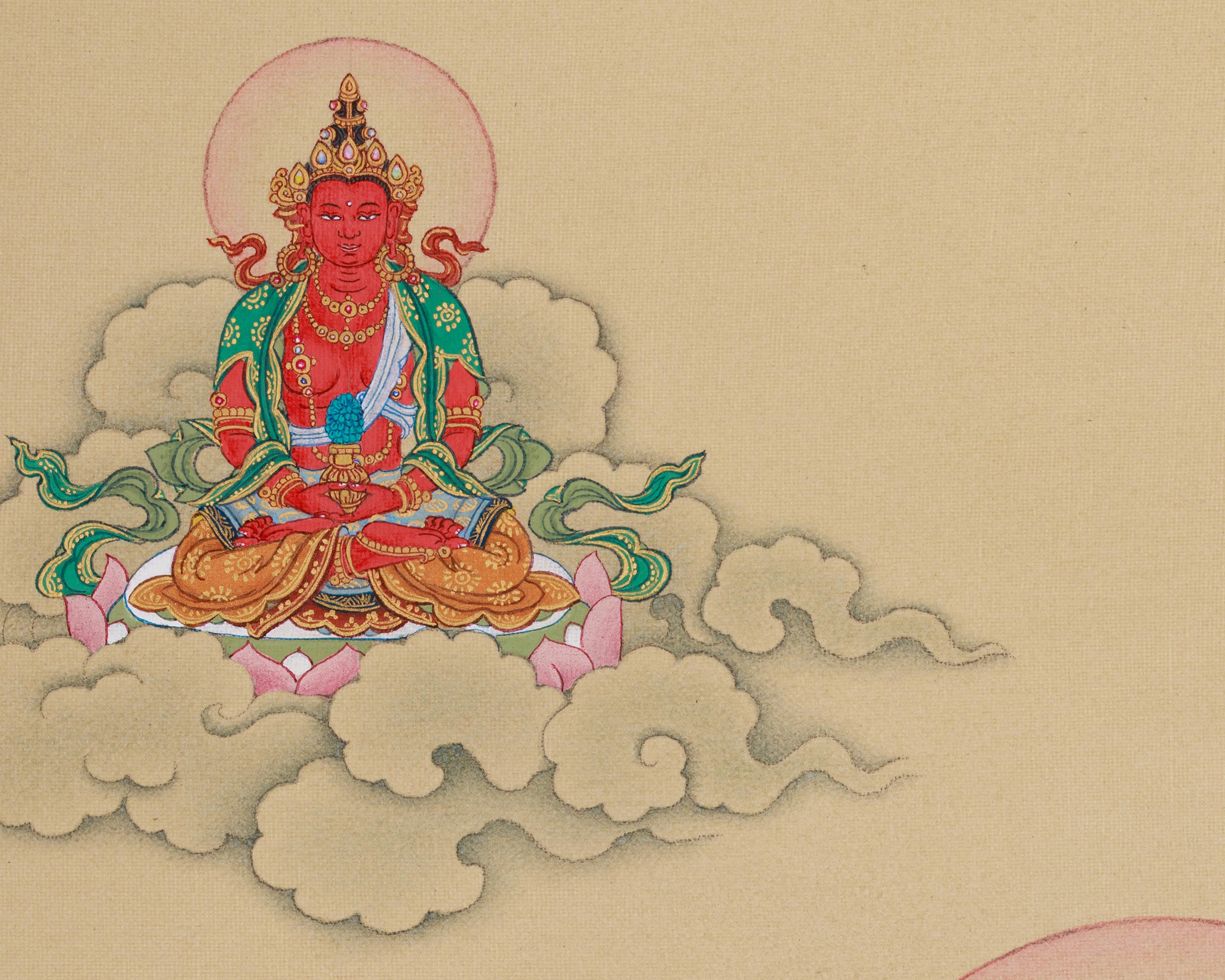 Thangka of White Tara, Amitayus, and Namgyalma | Divine Union of Healing, Compassion, and Spiritual Protection