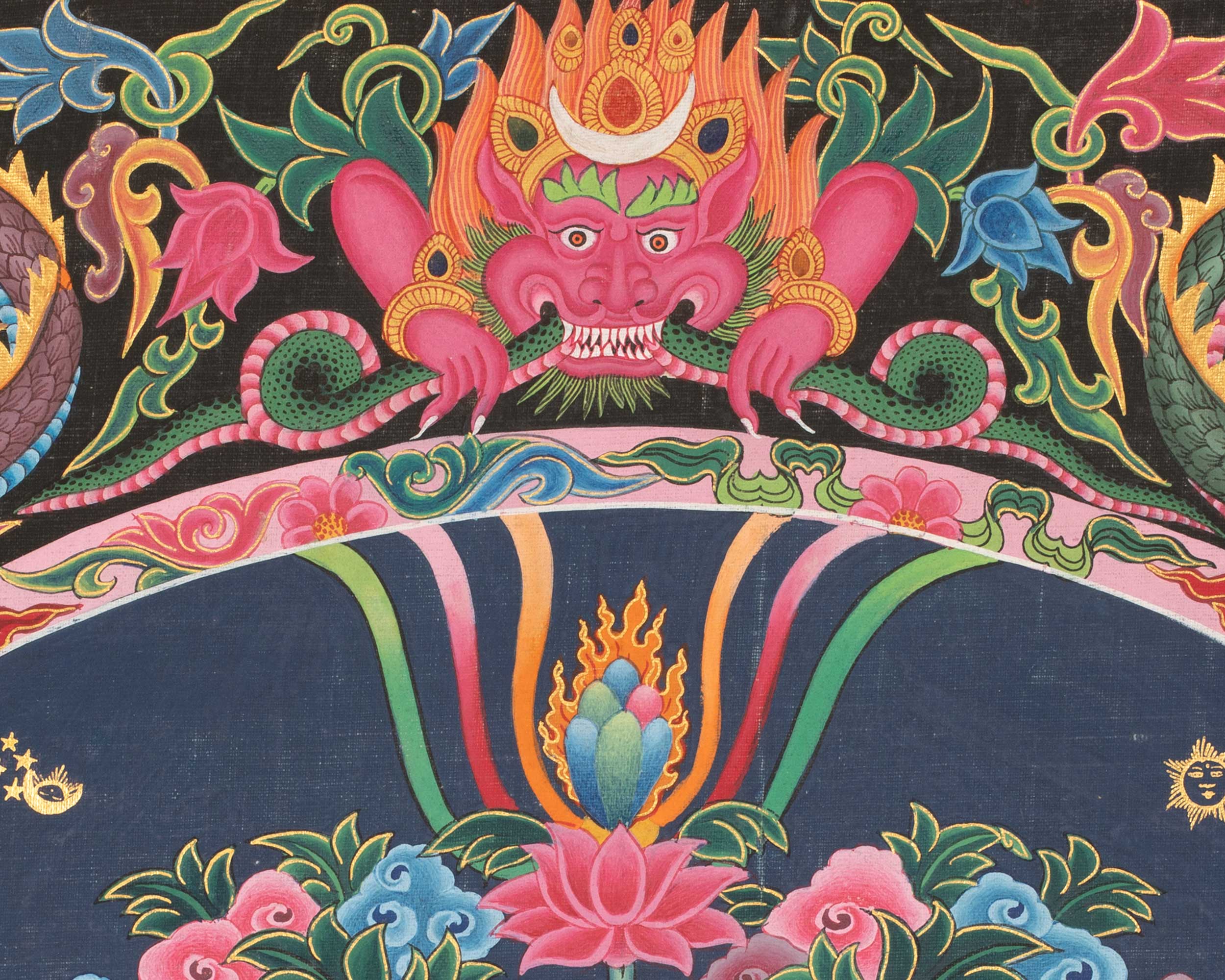 4 Armed Chengrezig Thangka | Buddhist Newari Art Style from Kathmandu Nepal