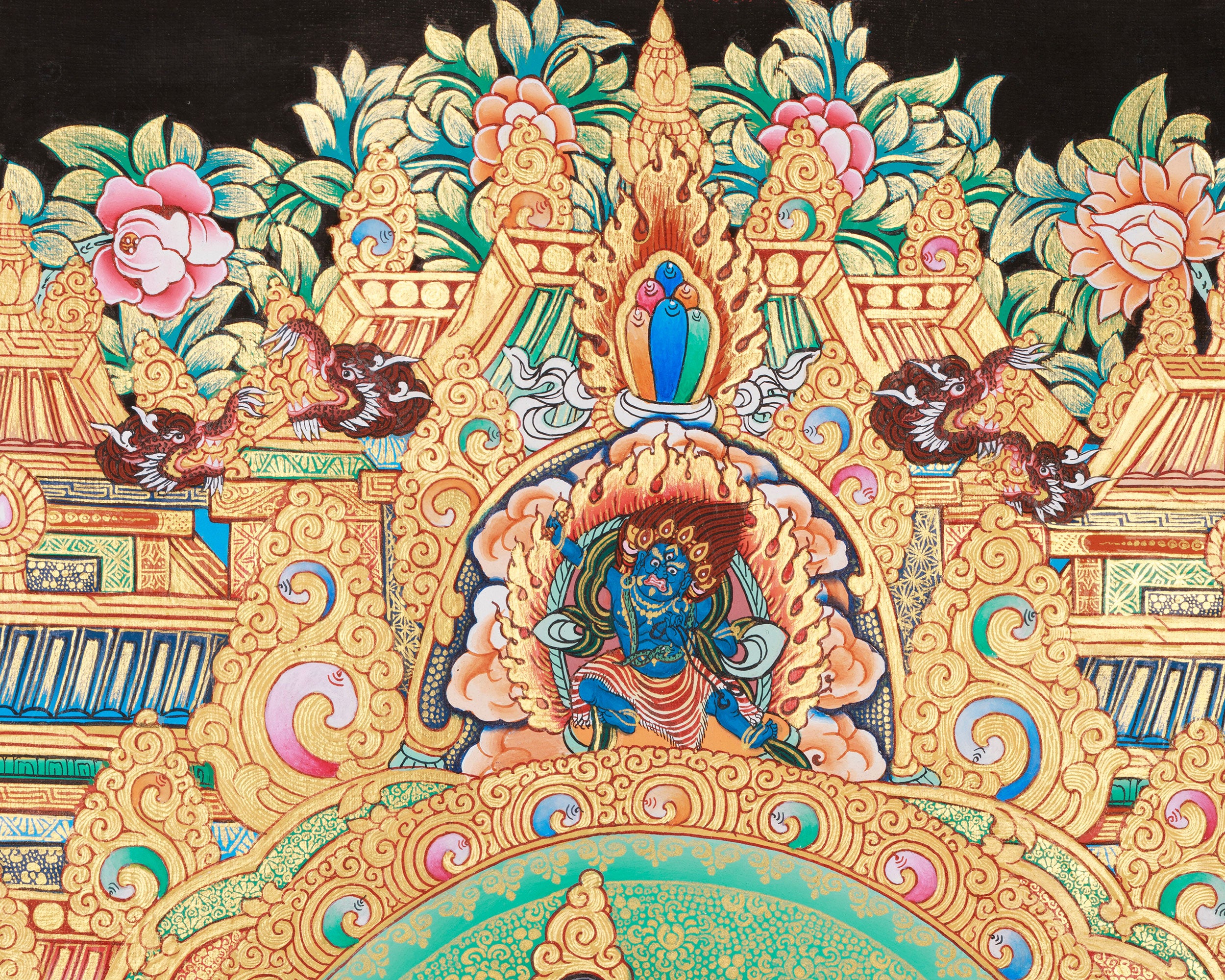 Golden Palace of Dzambhala | Deity of Wealth and Abundance in Giclee Canvas Print