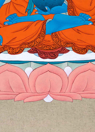 The Blue Buddha, God of Medicine Thangka | Medicine Buddha | Tibetan Helaing Deity