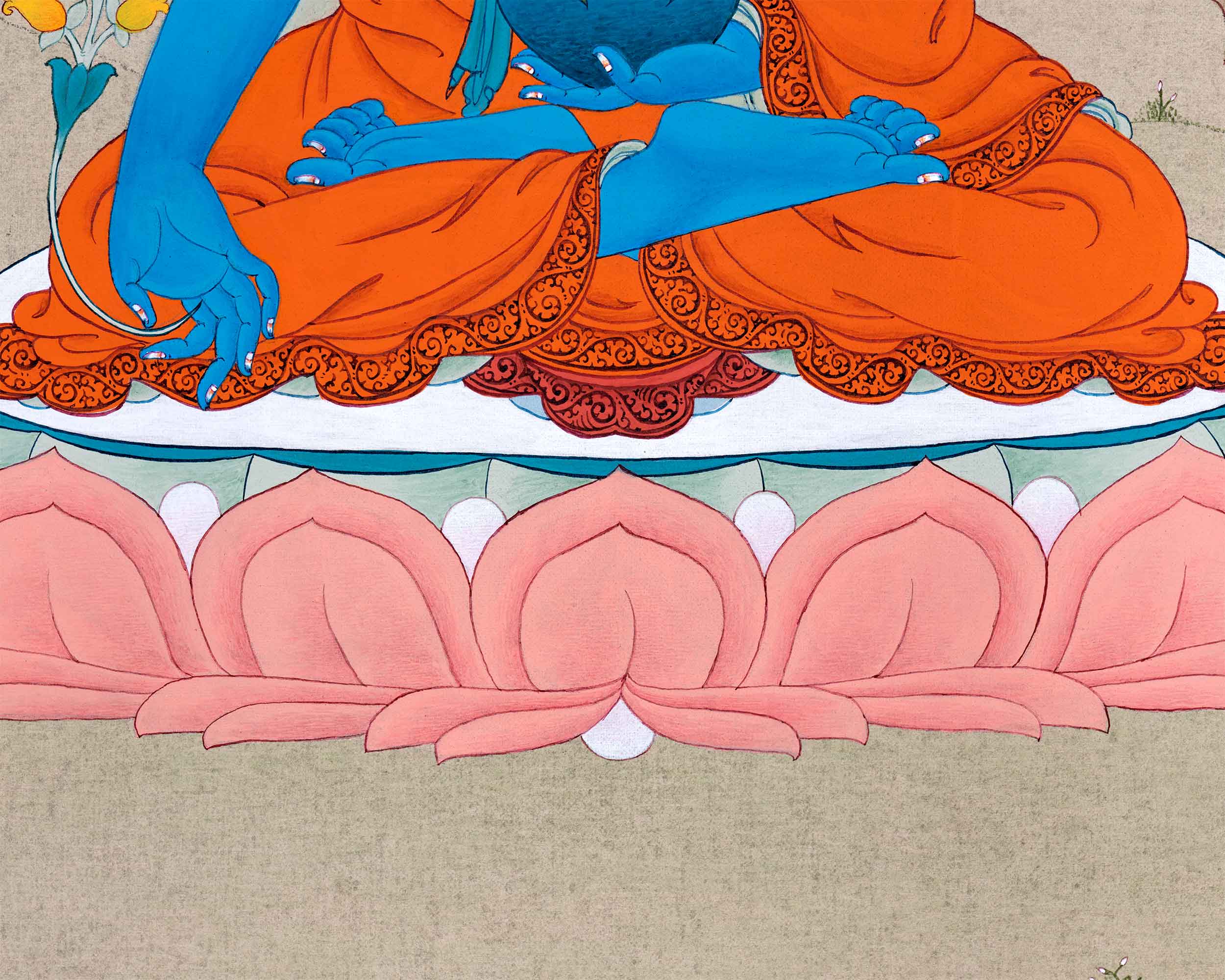 The Blue Buddha, God of Medicine Thangka | Medicine Buddha | Tibetan Helaing Deity