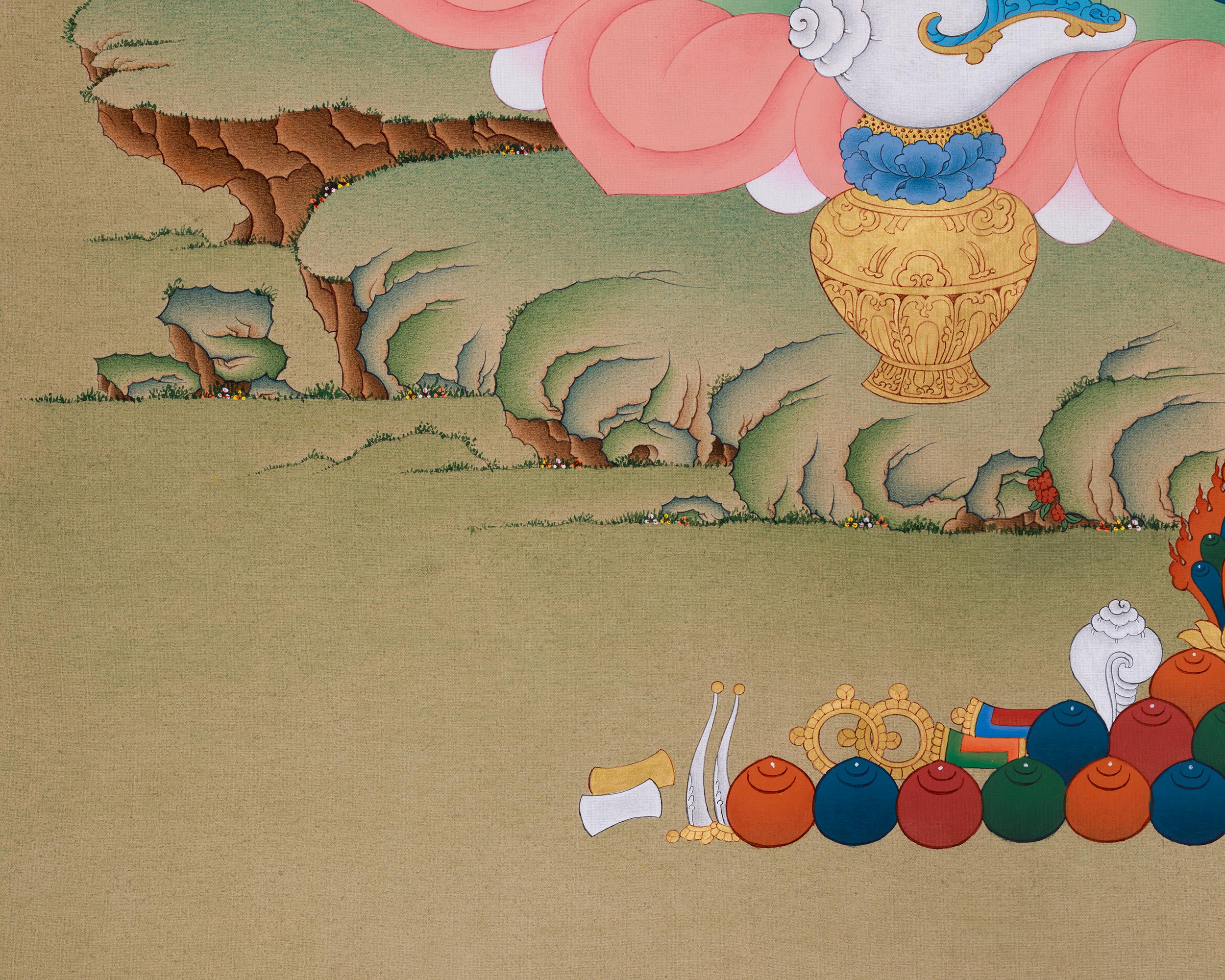 40 Inches Dzambhala Thangka | The Deity of Wealth, Prosperity, and Spiritual Abundance