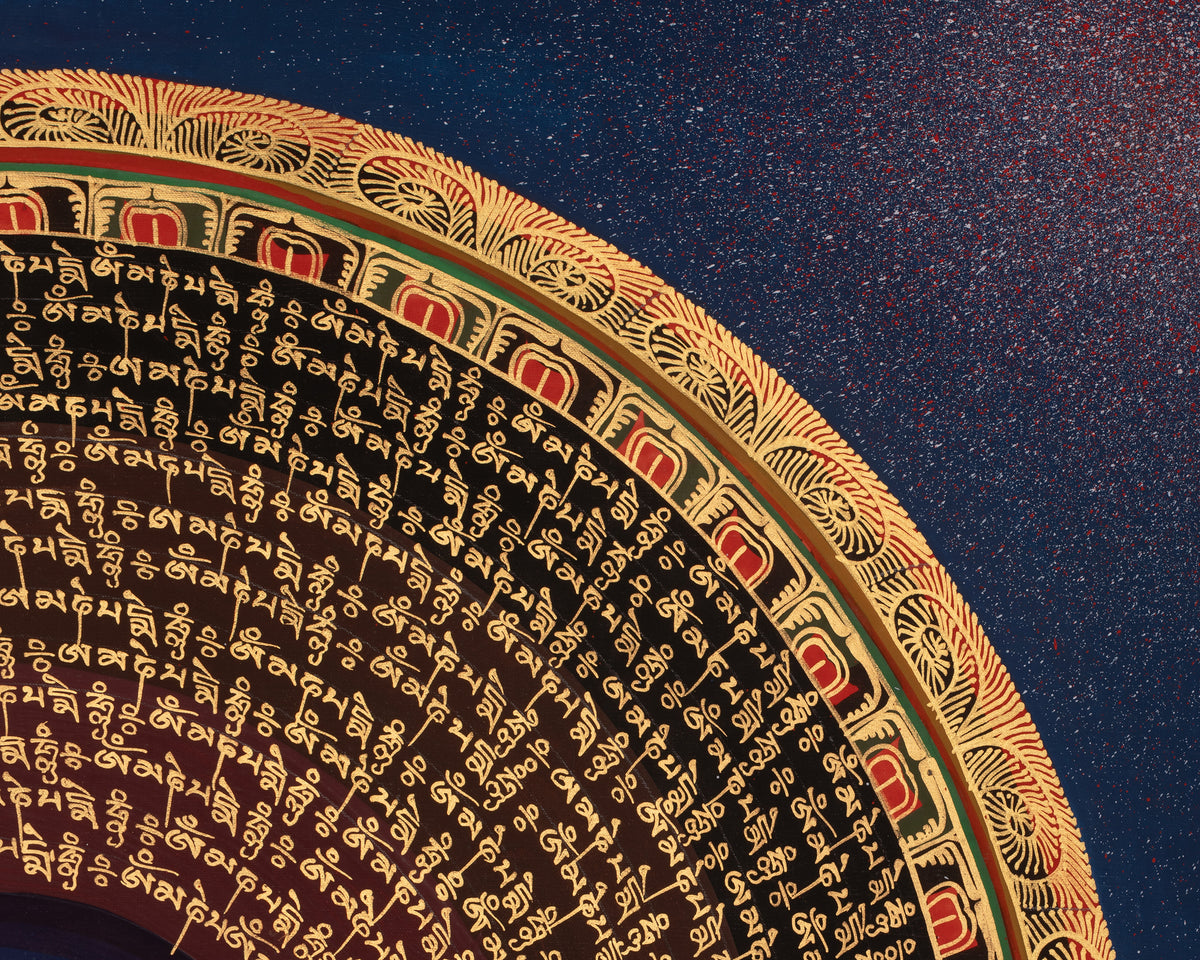 Mantra Mandala Sacred Thangka | Tibetan Artwork | Representing Enlightened Universe