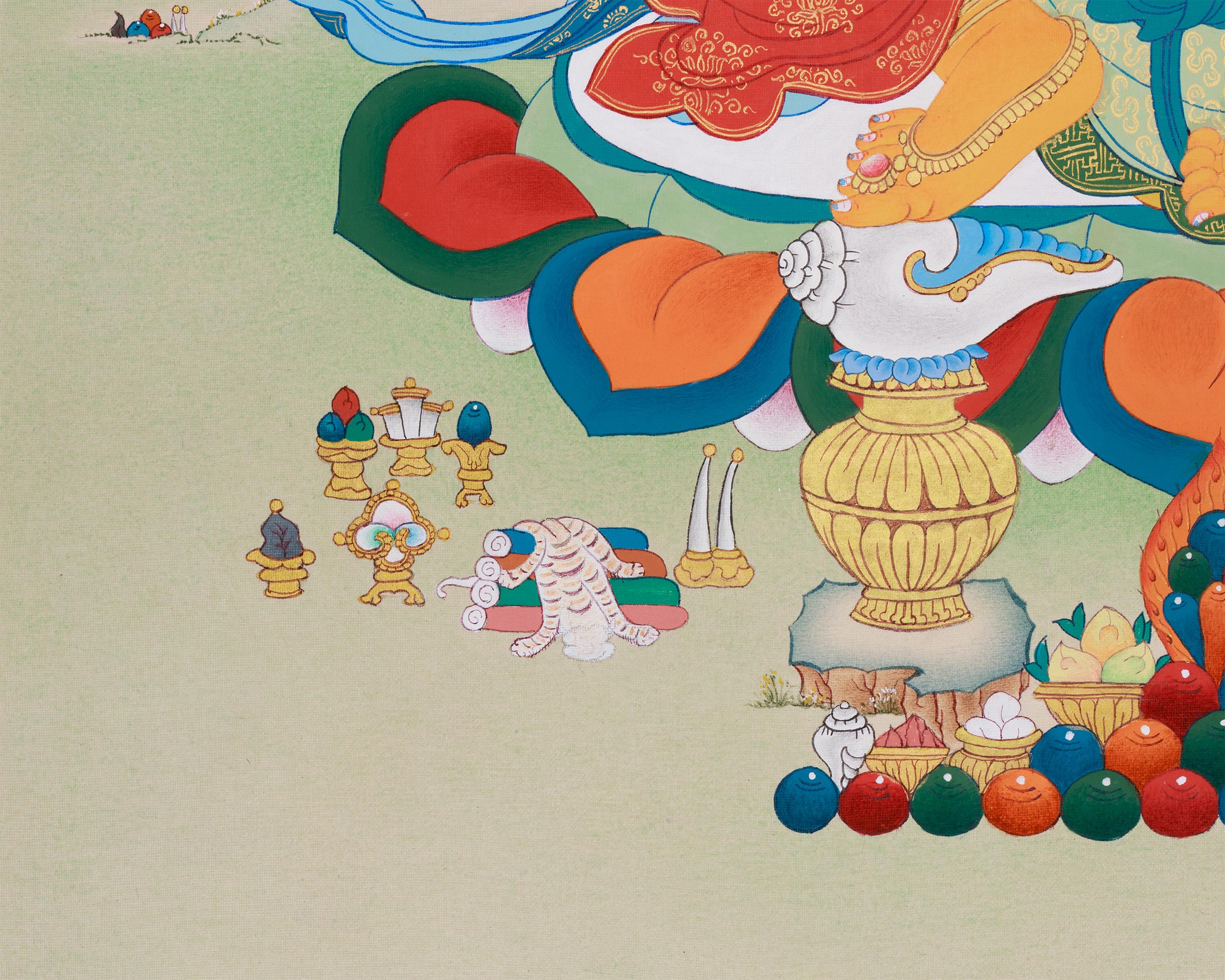 Hand-Painted Tibetan Wealth Deity, Dzambhala | Protector of Prosperity and Abundance