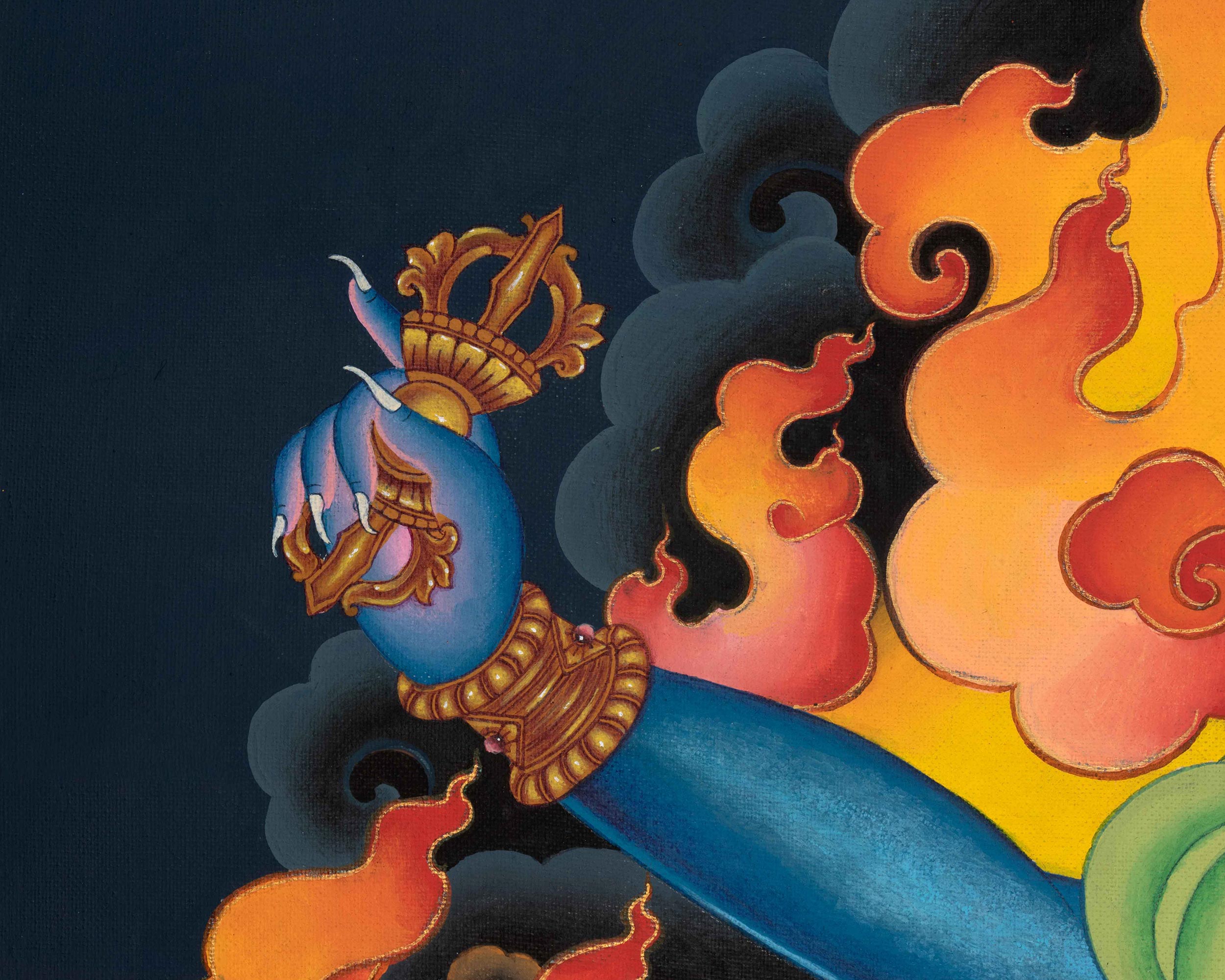 Traditional Buddhist Dakini Singha Mukha Thangka Print | Buddhist Spiritual Gifts