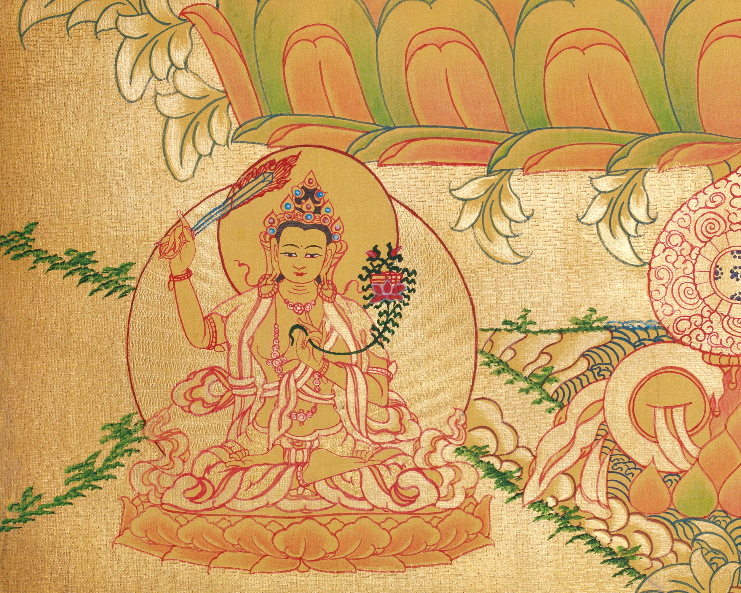 Chenrezig With Five Dhyani Buddha | Featuring Manjushri and Vajrapani