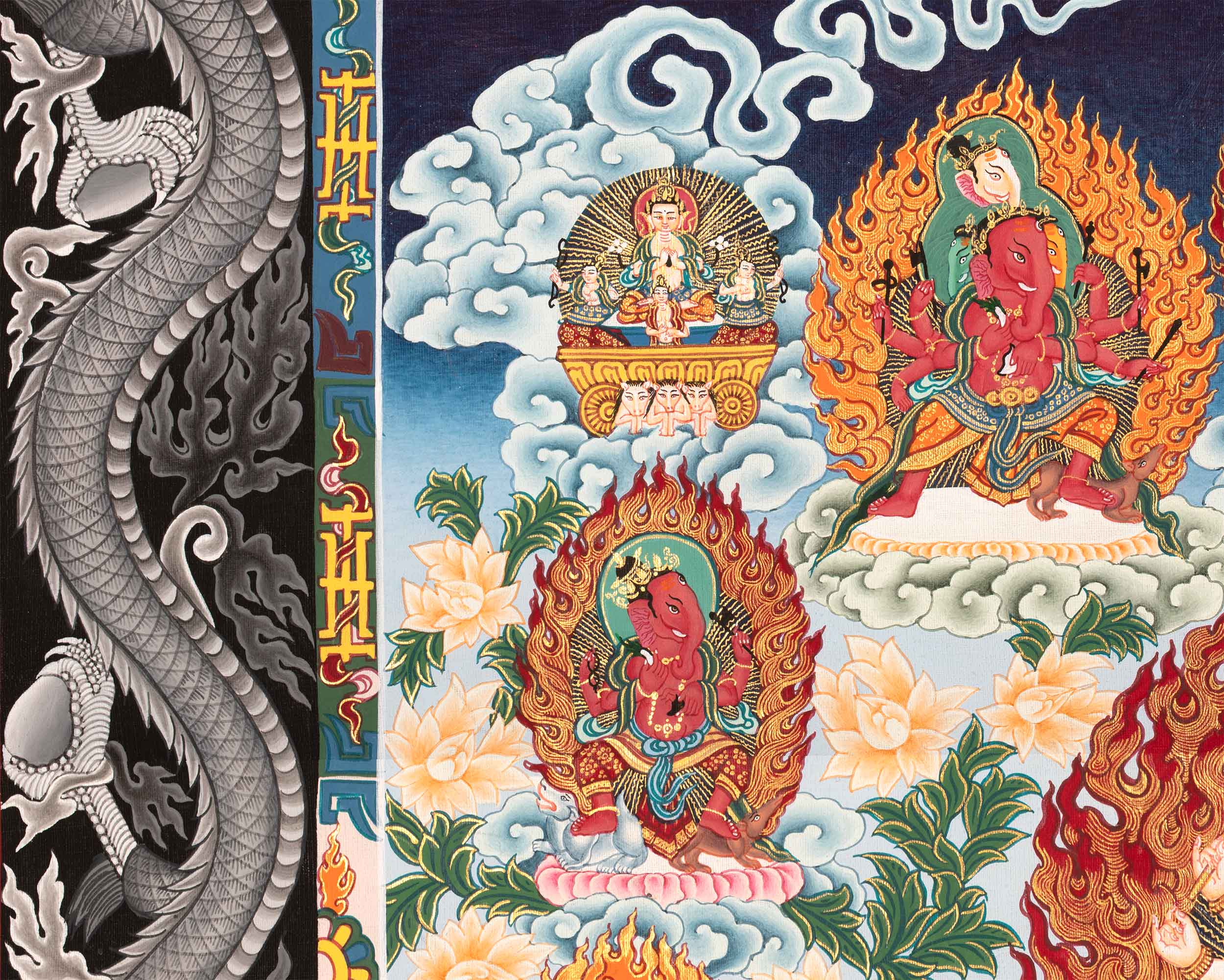 Traditional Newari Pauba Print For Ganesh Stotram Practice | Paubha Print For Ganesh Chaturthi Celebration
