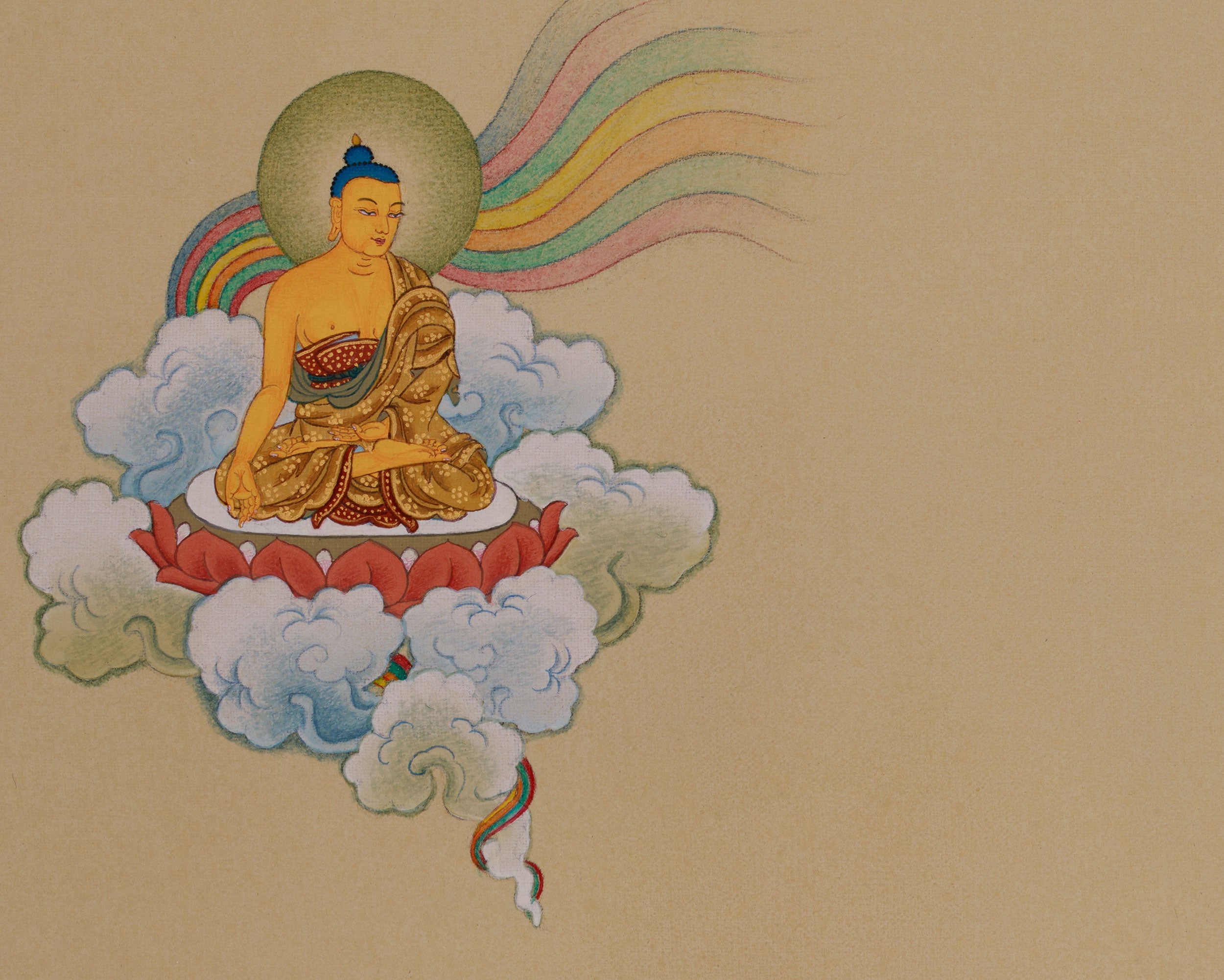 The Wealth Deity, Yellow Dzambhala's Blessings | Exquisite Details with Lhasa Stone and 24K Gold
