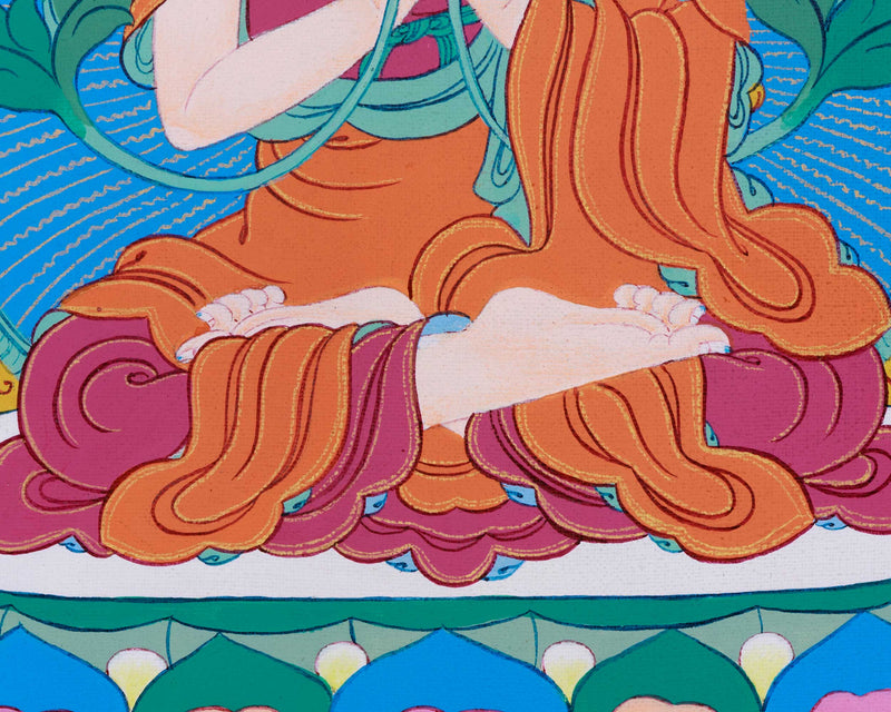 Miniature Tsongkhapa Thangka | Traditional Acrylic Art