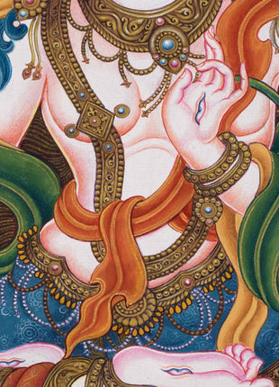 Newari Style White Tara Print | Traditional Artwork of Newari Wall Hanging