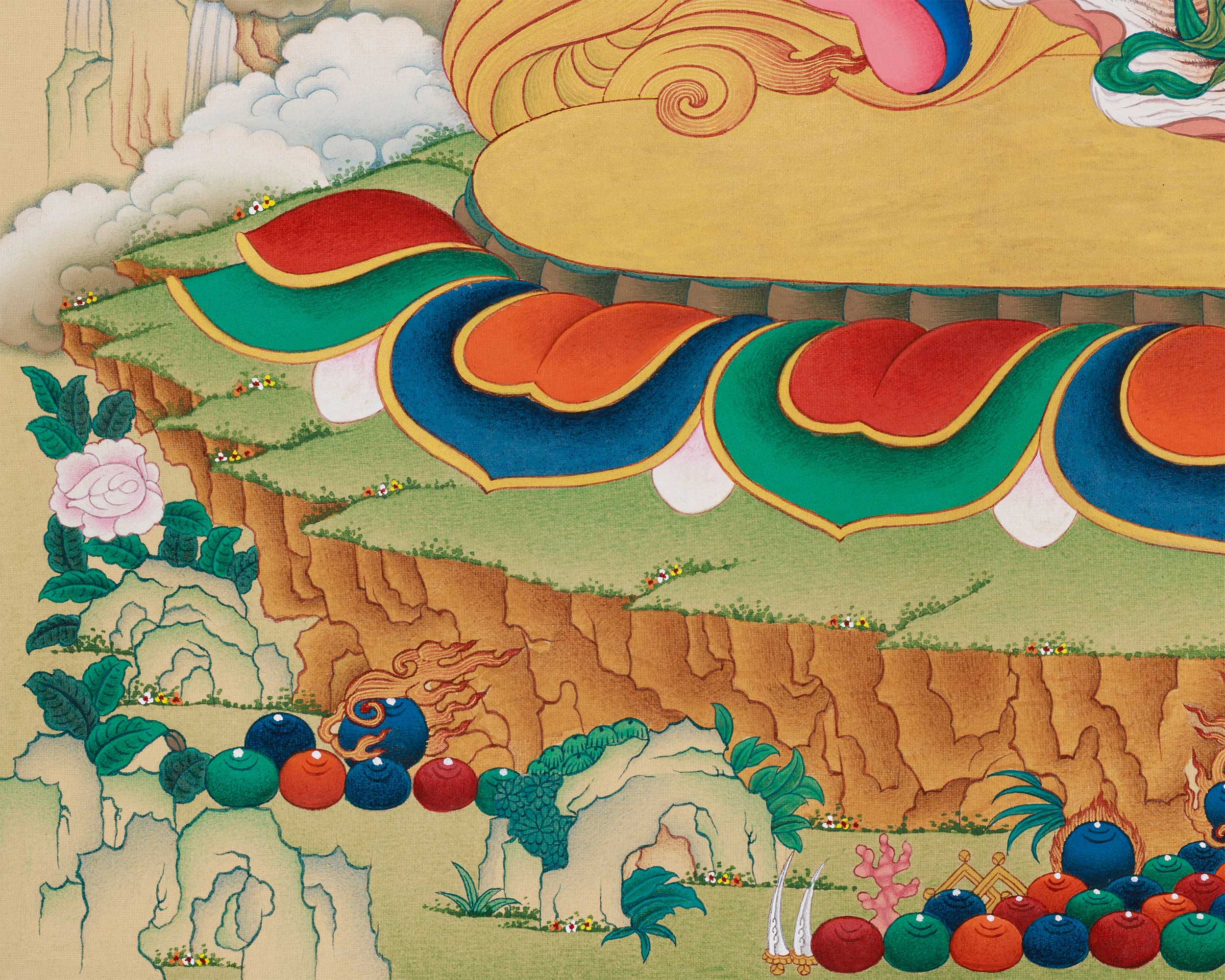 Vajrapani with Amitabha Buddha | Lhasa Hues Thangka of Protection and Compassion