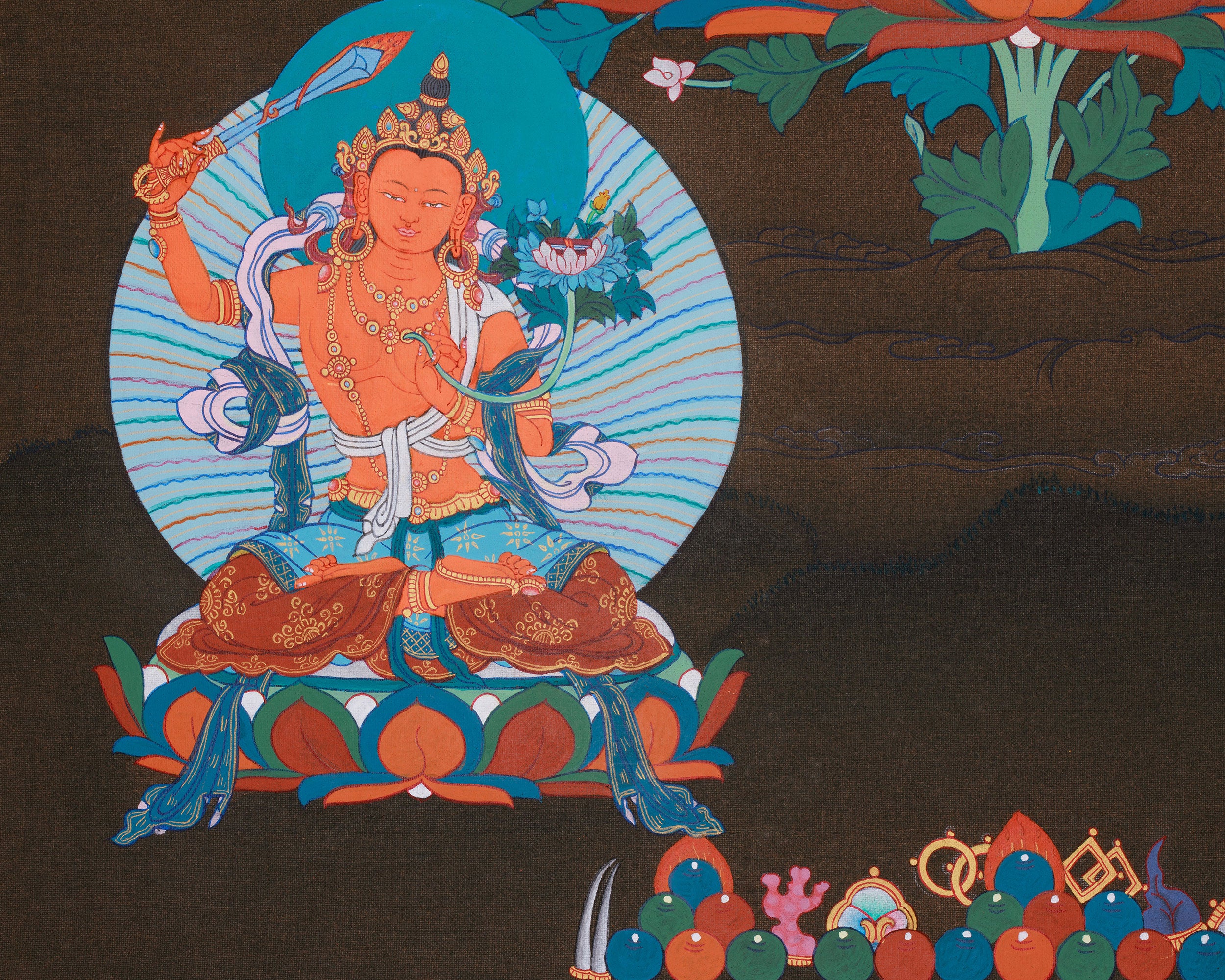 Three Tibetan Bodhisattvas: Chenrezig, Manjushri, and Vajrapani | Buddhist Altar