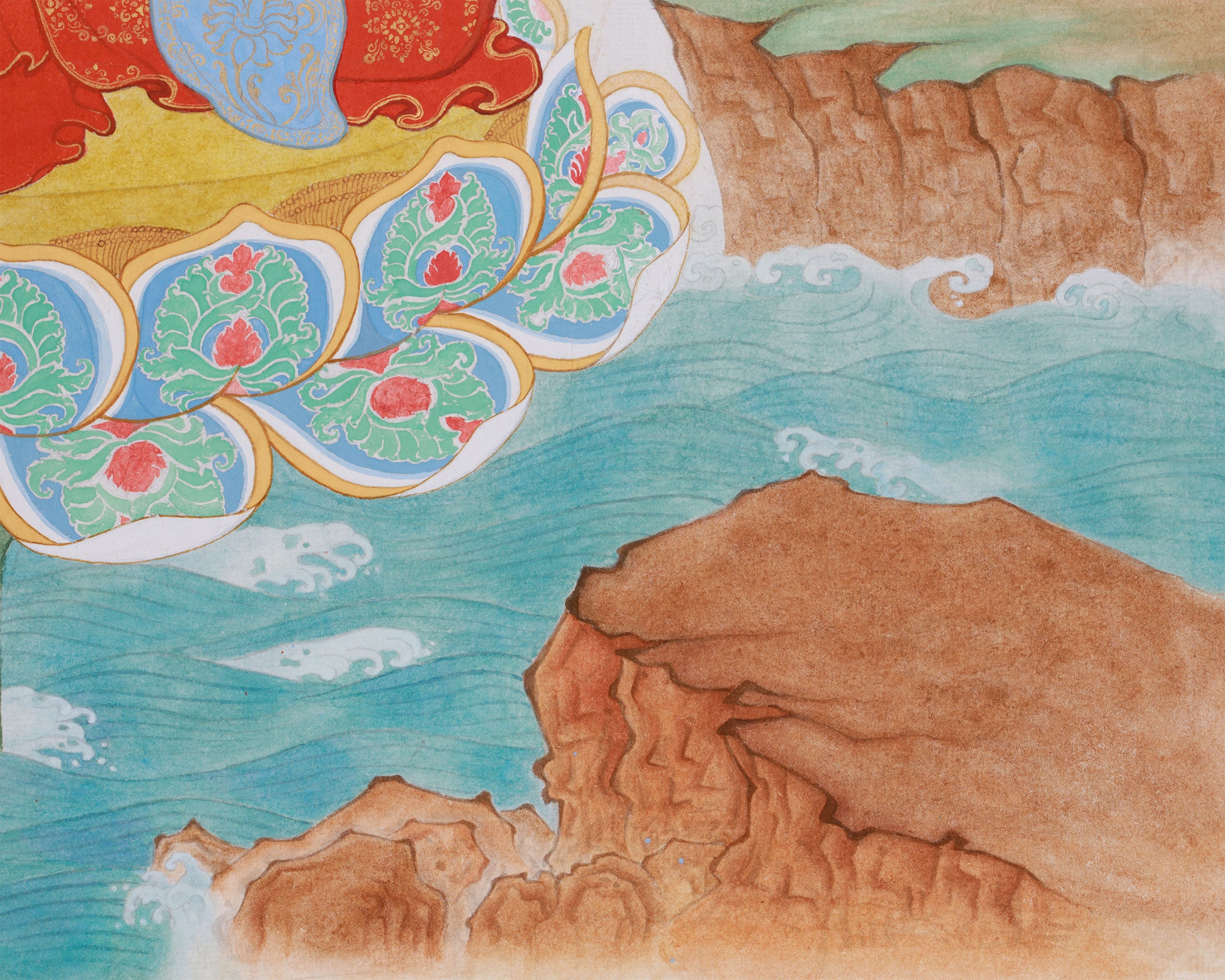 Giclee Canvas Print of Manjushri | Contemporary Fusion of Paubha & Chinese Artistry