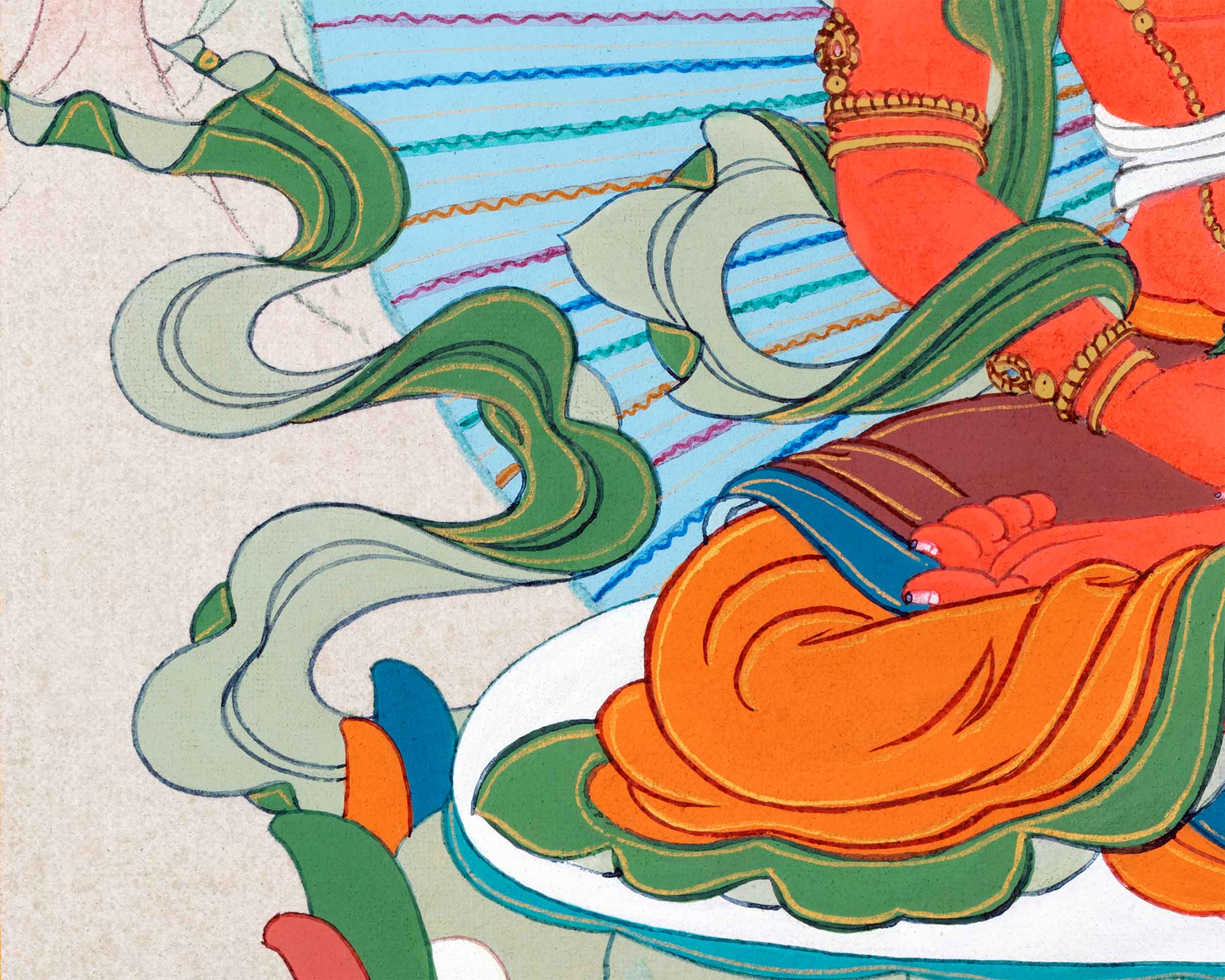 Bodhisattva Amitayus Thangka | Divinity of Longevity | Sacred Tibetan Wall Painting
