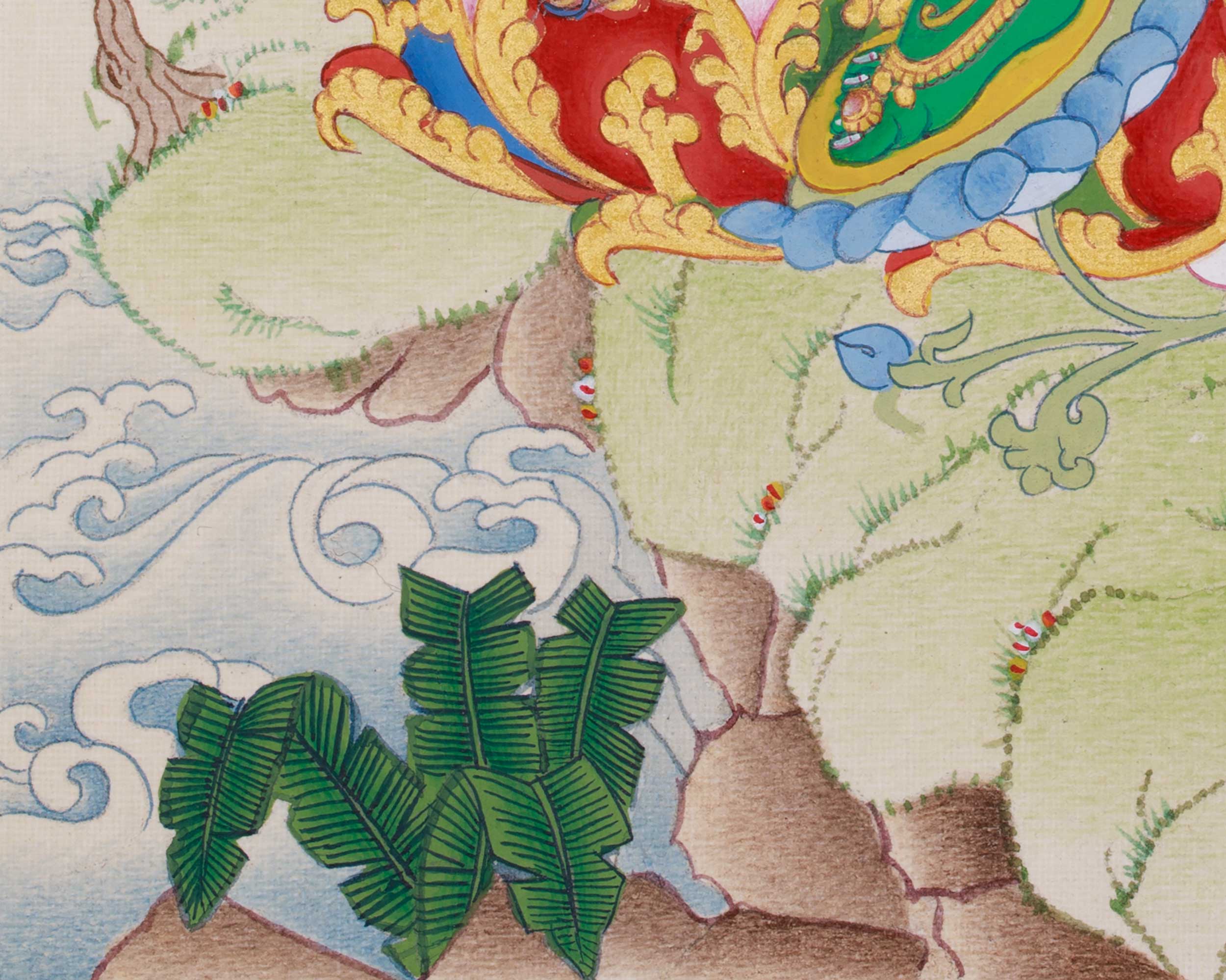 Hand-Painted Buddhist Goddess Green Tara Painting | Compassionate Protector