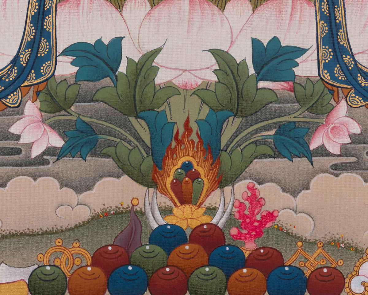 White Tara Hand-painted Thangka | Seven Eyed Deity | Healing Goddess