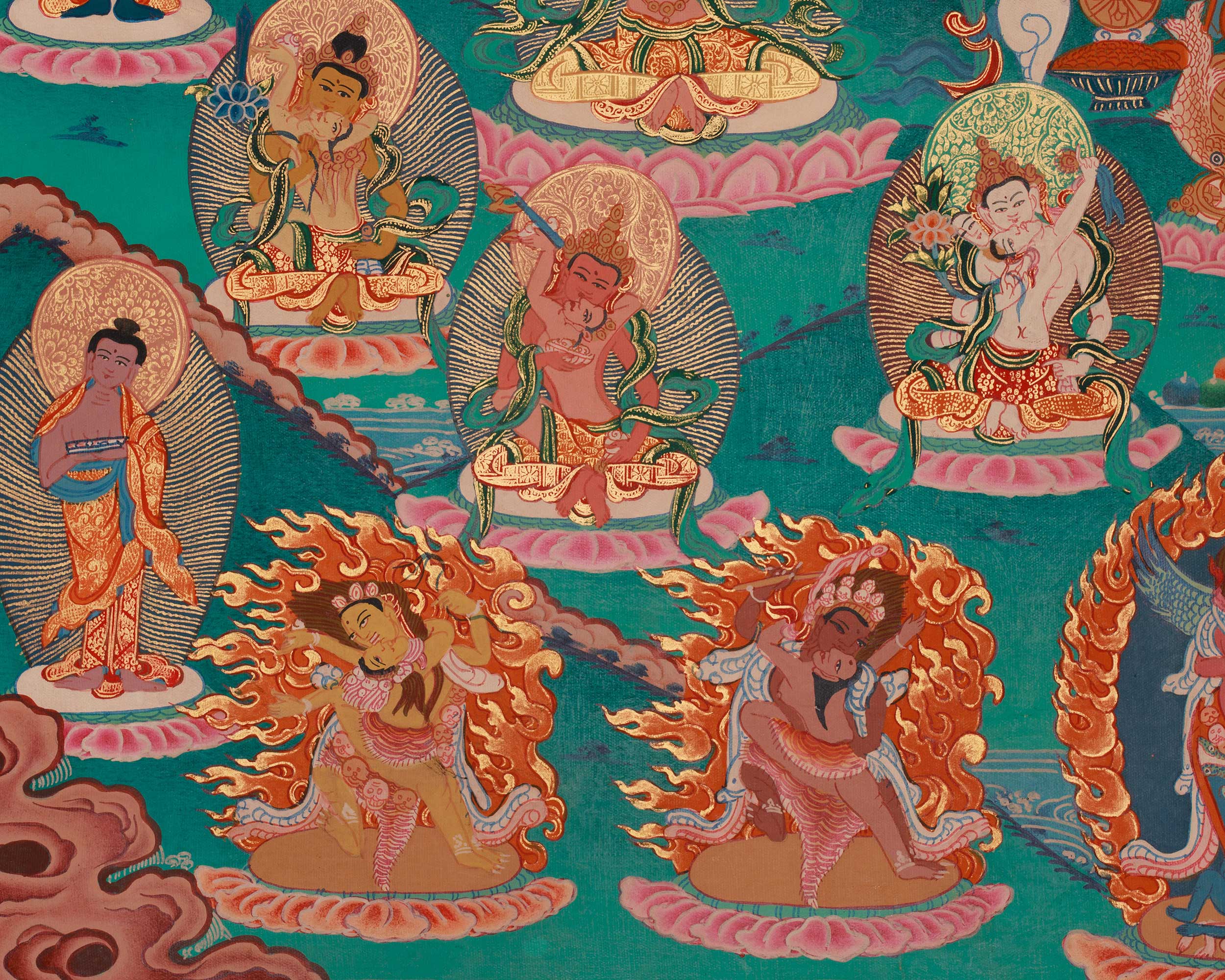 Traditional Thangka of Red Chenrezig | Gyalwa Gyasto with Consort