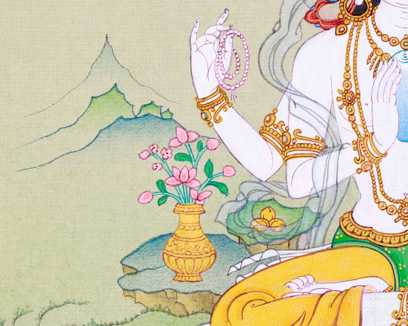 Small Avalokiteshvara Thangka: Premium Art