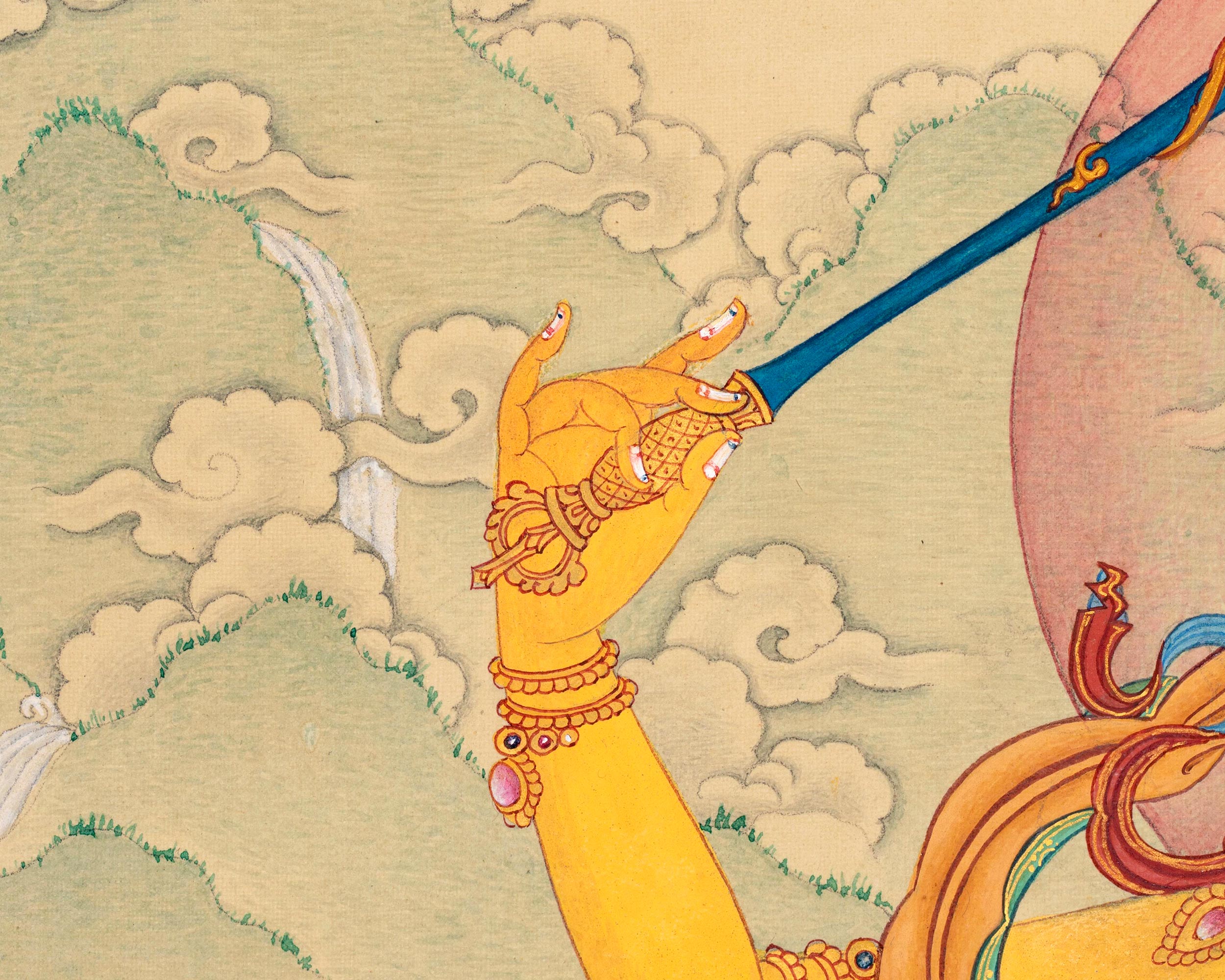Buddha To Be, Manjushri Thangka | Bodhisattva Artwork for Home Decor | Vajrayana Buddhism