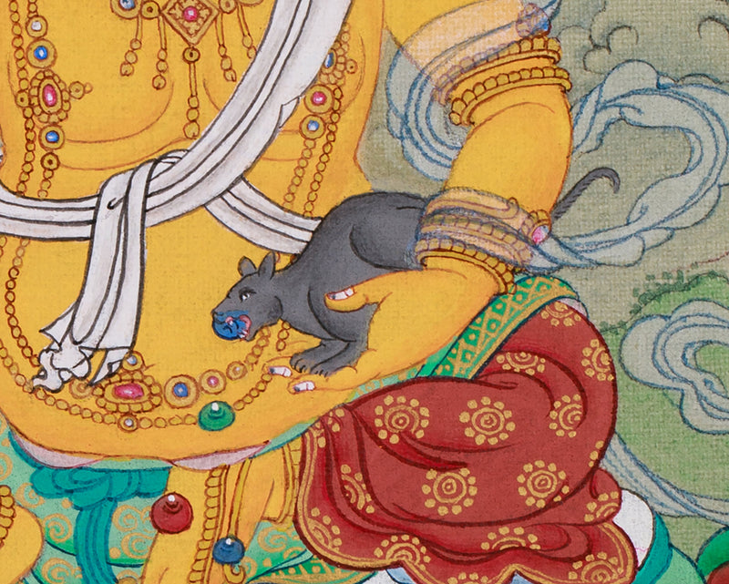 Small Dzambhala Thangka | Symbol of Abundance and Compassionate Wealth