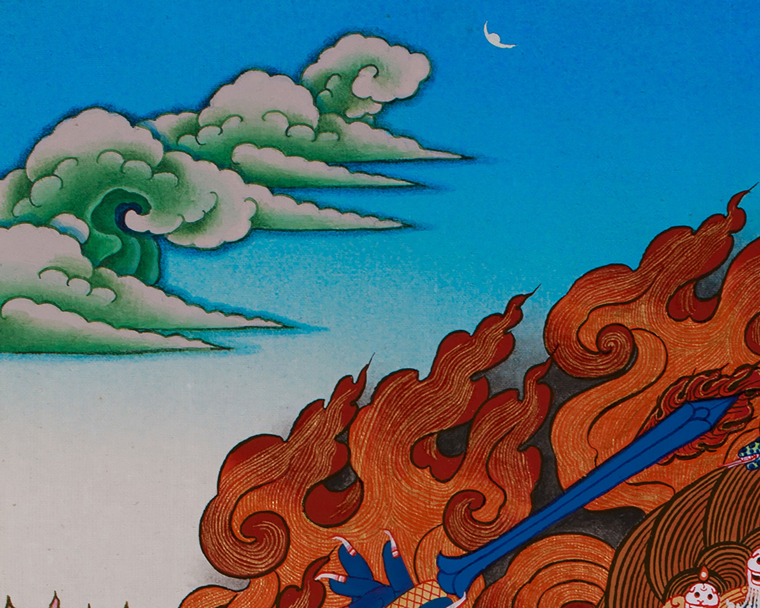 Four Armed Mahakala Thangka With Consort | Wrathful Dharmapala Wall Art