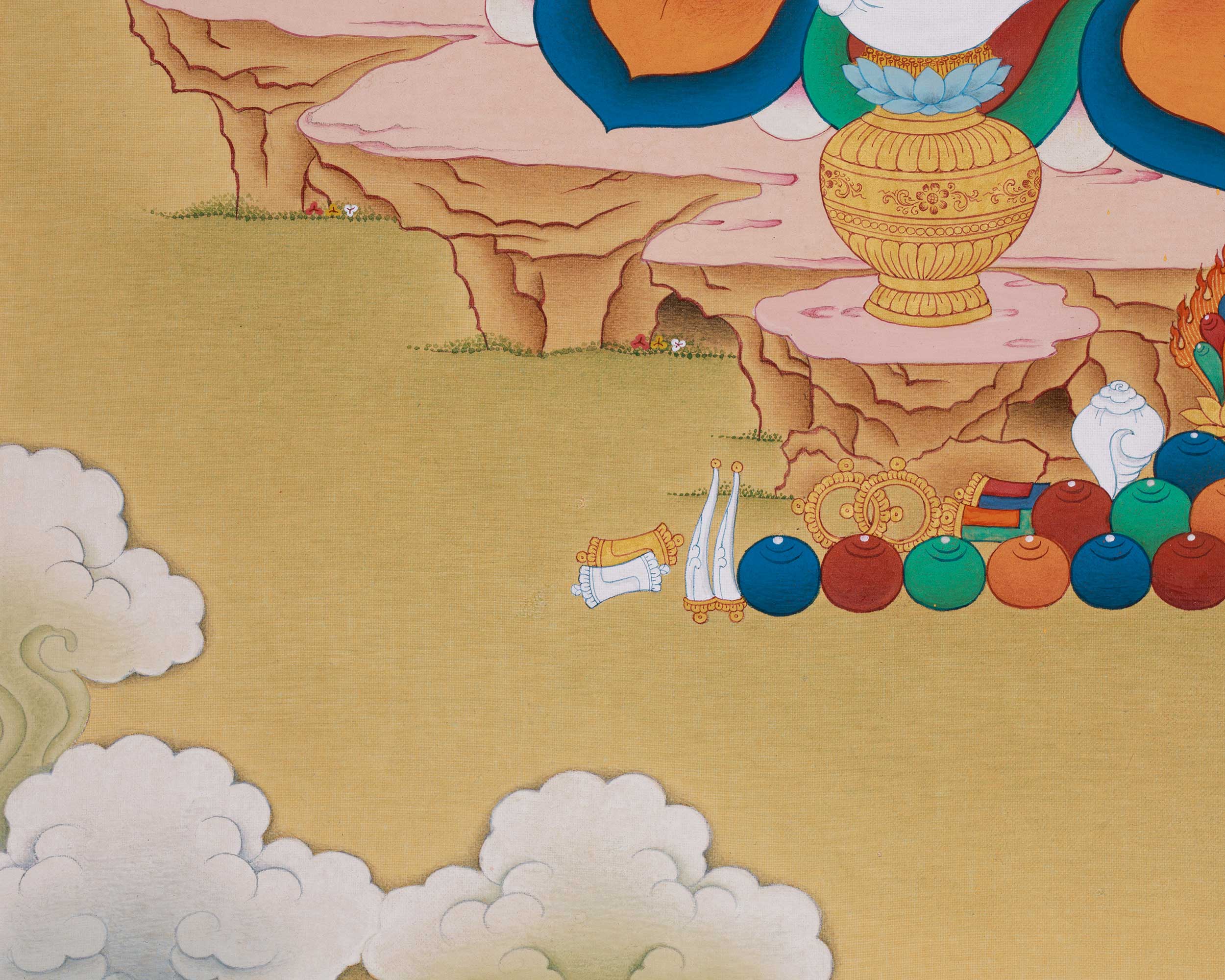 Premium Wealth Offering Deity Dzambhala Thangka | Symbol of Generosity and Sacred Power