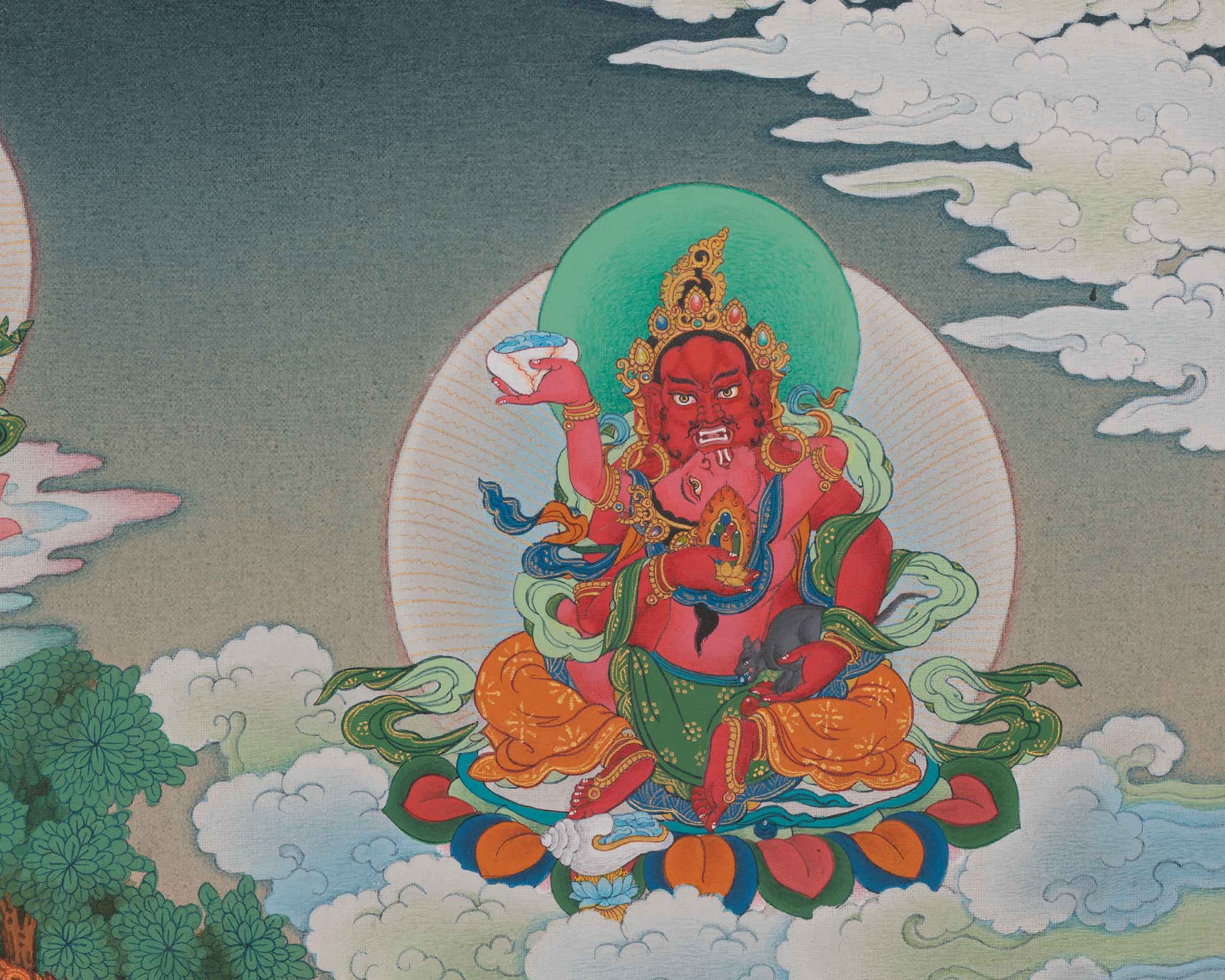 White Mahakala Art | Symbol of Prosperity and Protection | Spiritual Thangka